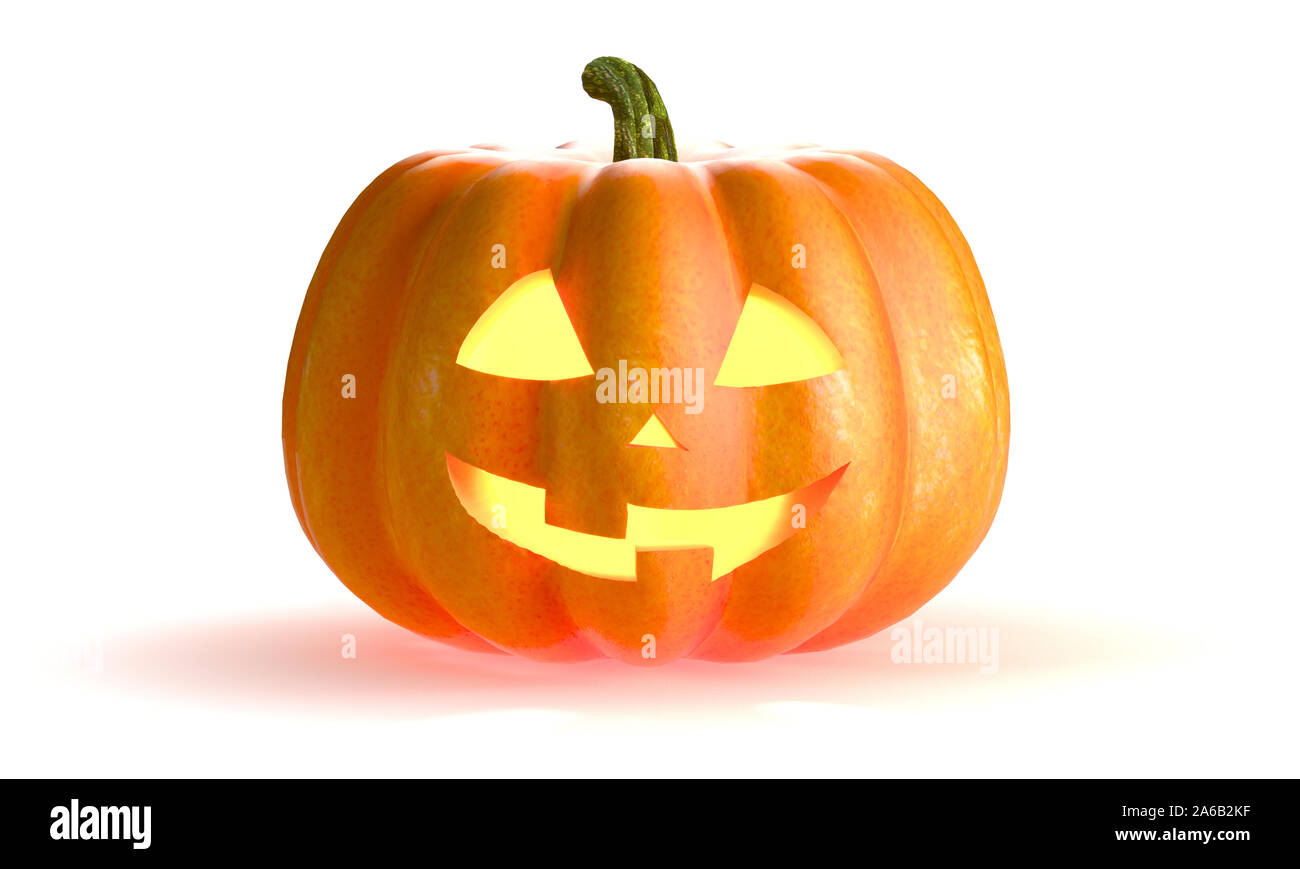 Halloween Pumpkin isolated on white background. 3D Rendering illustration. Stock Photo