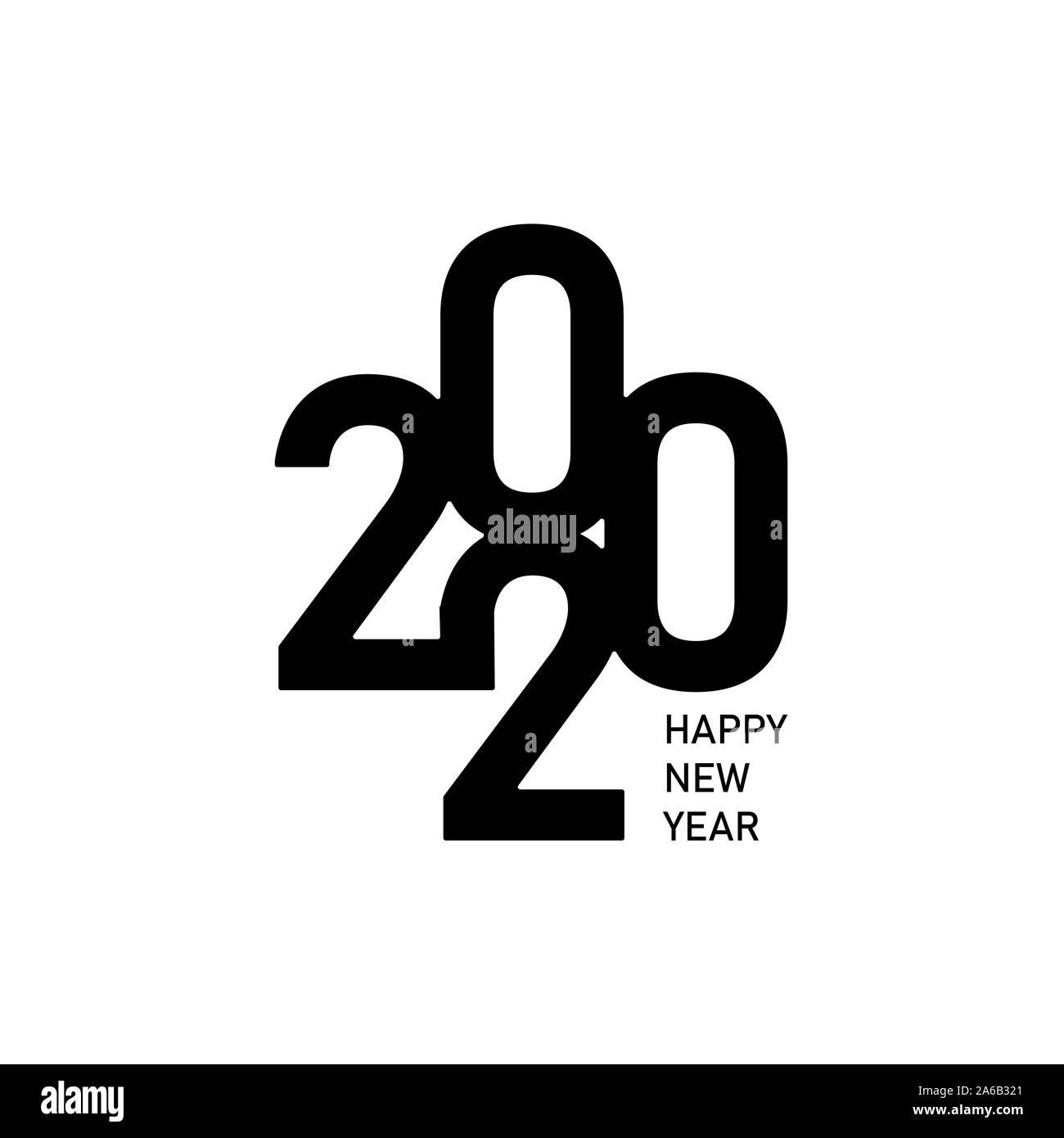 Happy New Year 2020 Text Design logo, Vector illustration Stock Vector ...