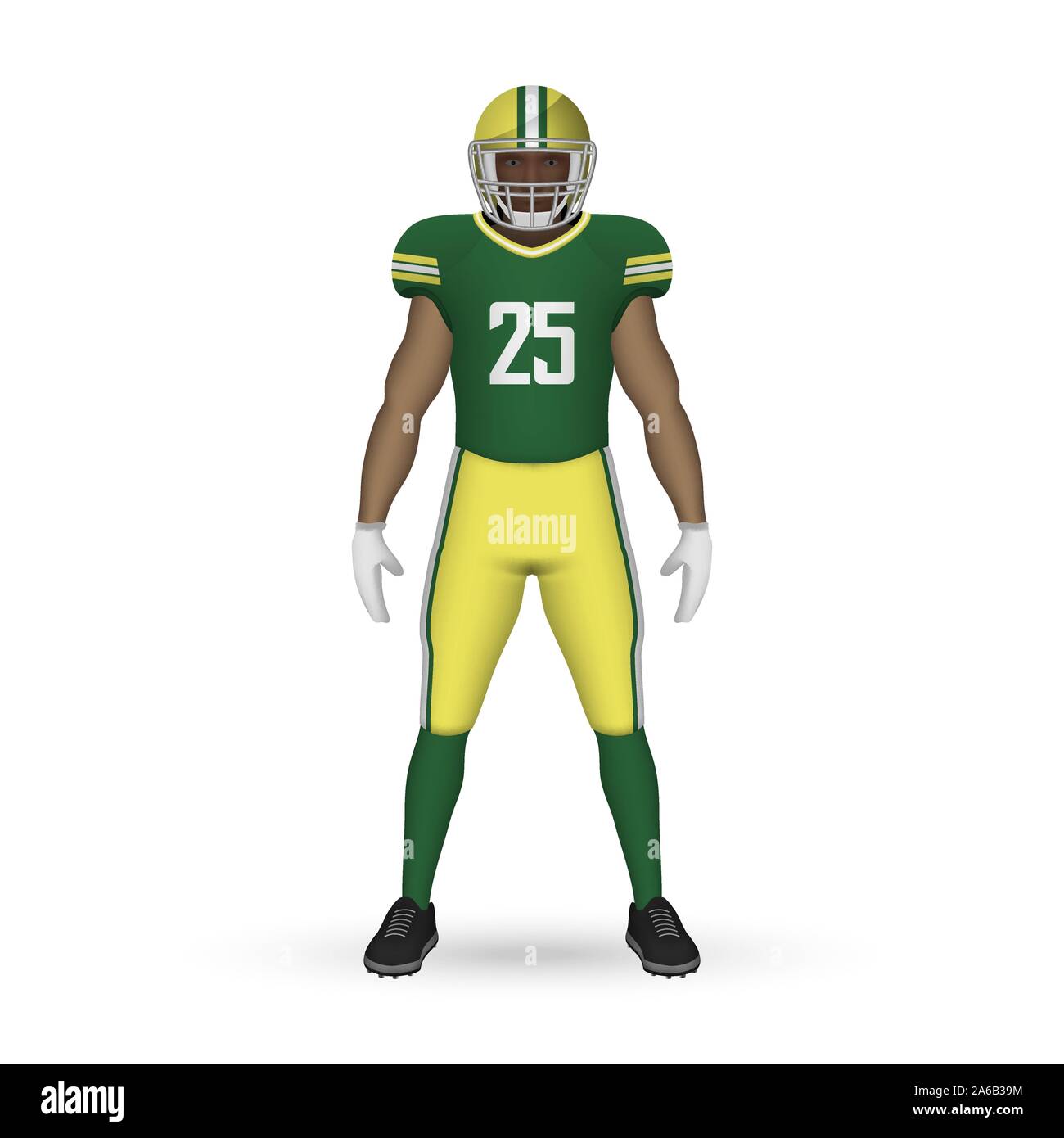 3D realistic American football player, Team Kit template design Green Bay Packers Stock Vector