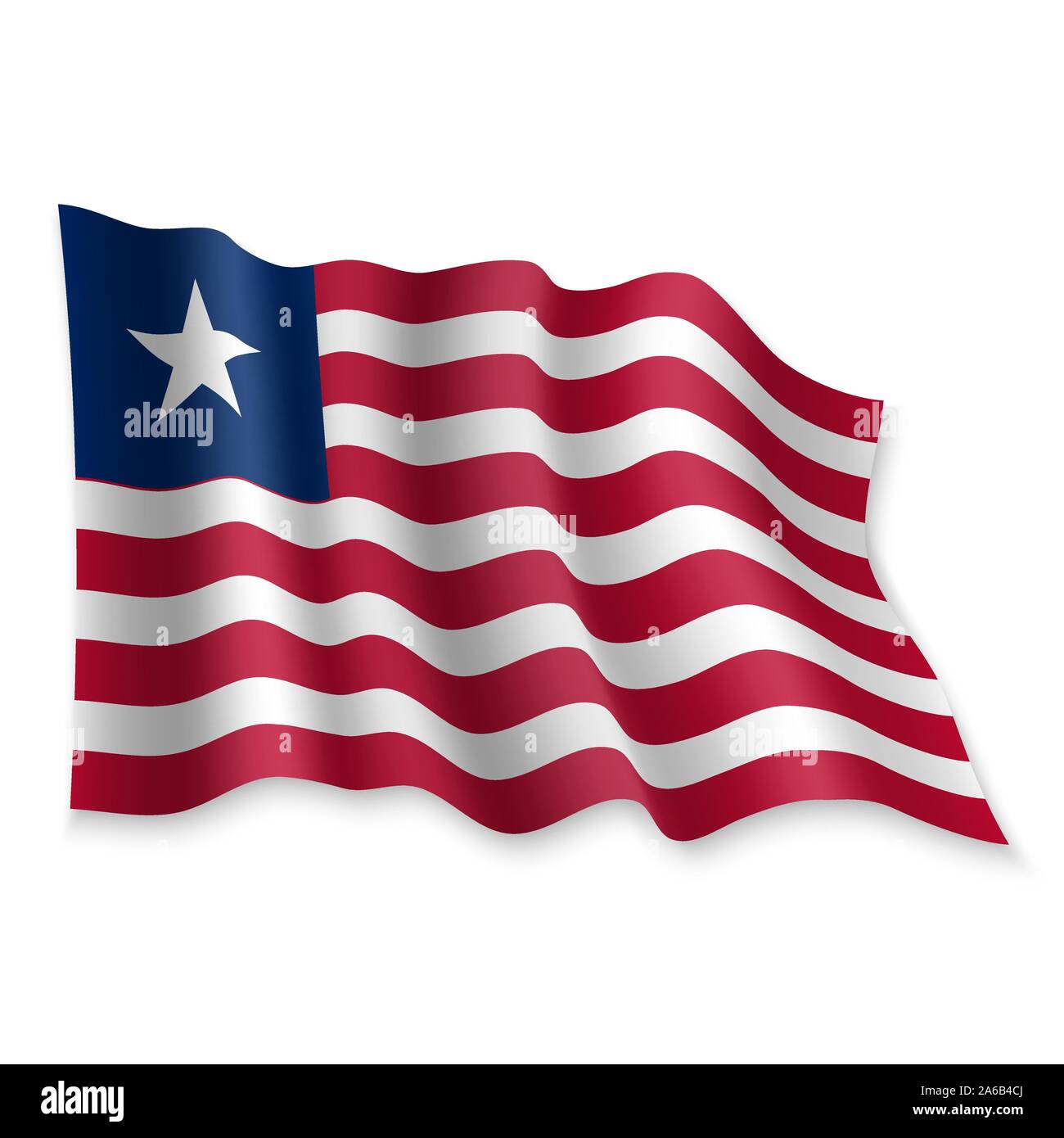 3D Realistic waving Flag of Liberia on white background Stock Vector ...