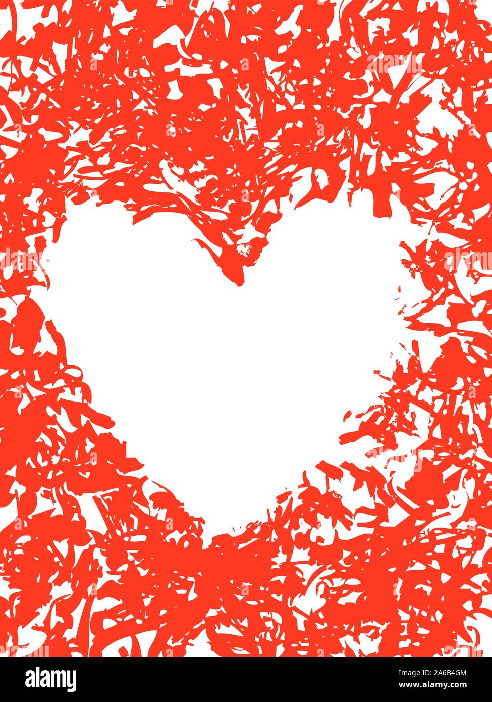 Grunge stencil frame heart. Blot painted frame heart, ink splatter