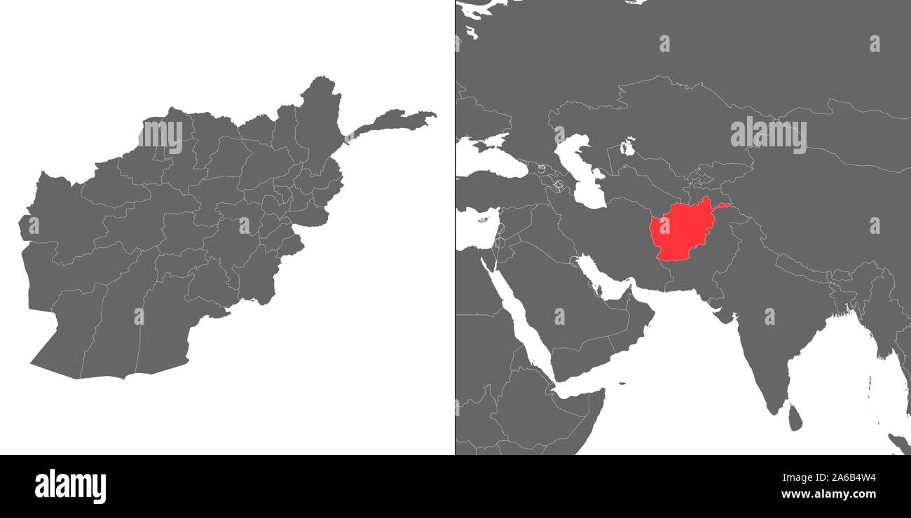 Map Of Afghanistan With Location On Asian Map Stock Vector Image Art Map Of Afghanistan With Location On Asian Map 2A6B4W4 