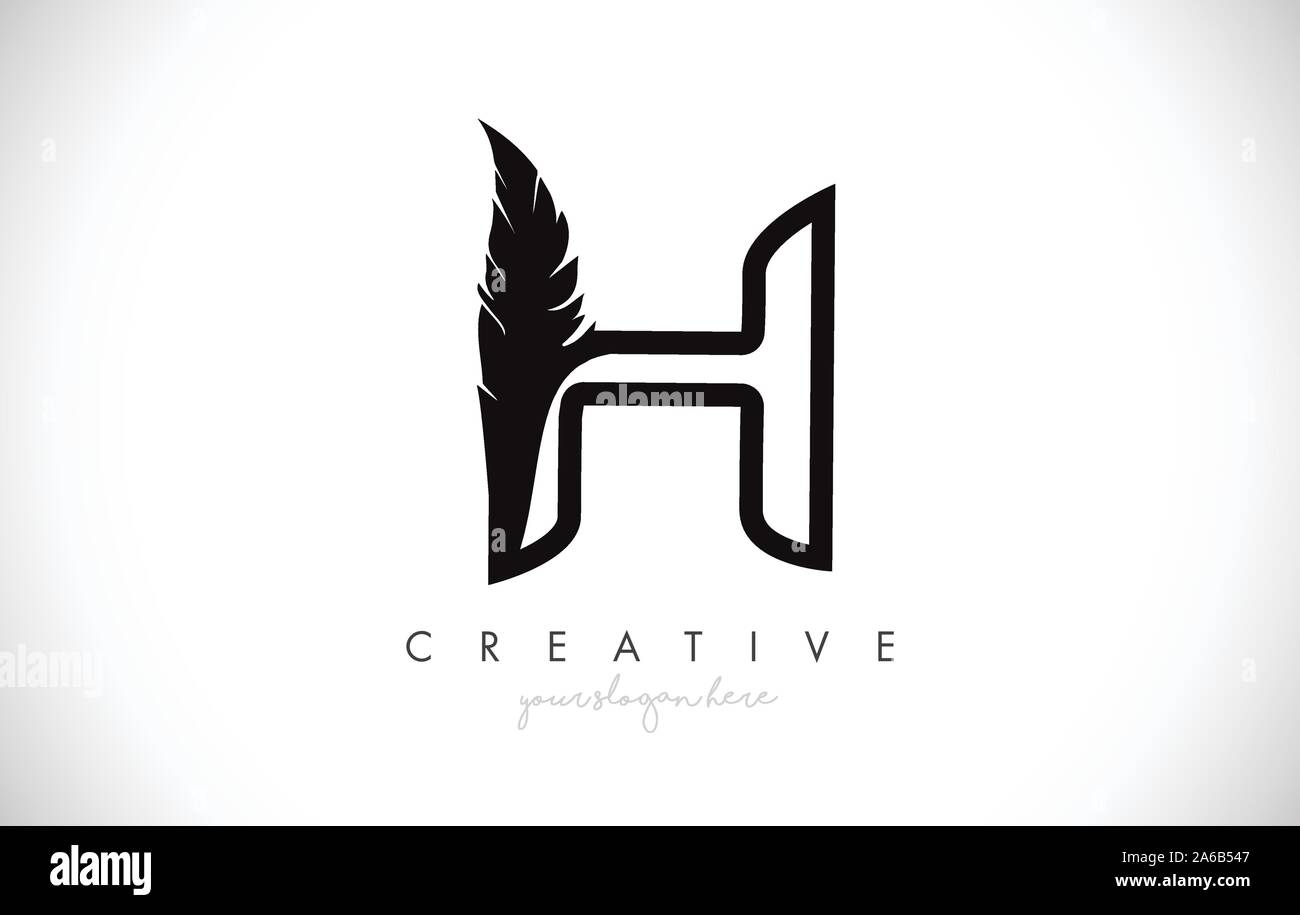 H Feather Letter Logo Icon Design With Feather Feather Creative Look ...
