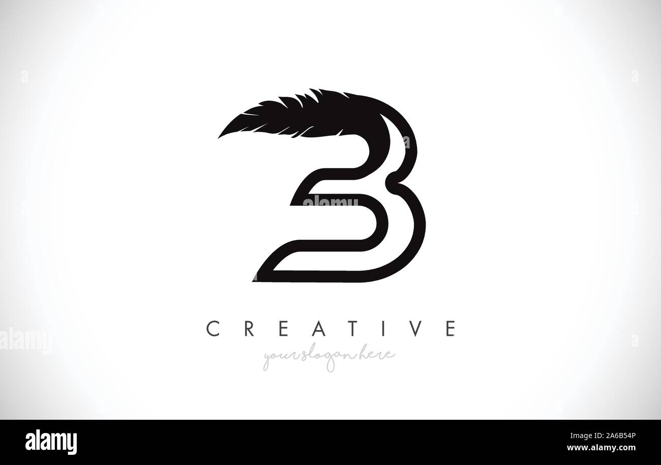 B Feather Letter Logo Icon Design With Feather Feather Creative Look ...