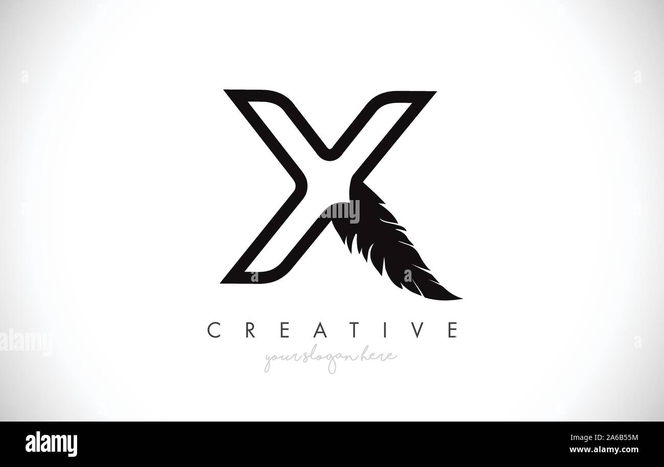 X Feather Letter Logo Icon Design With Feather Feather Creative Look ...