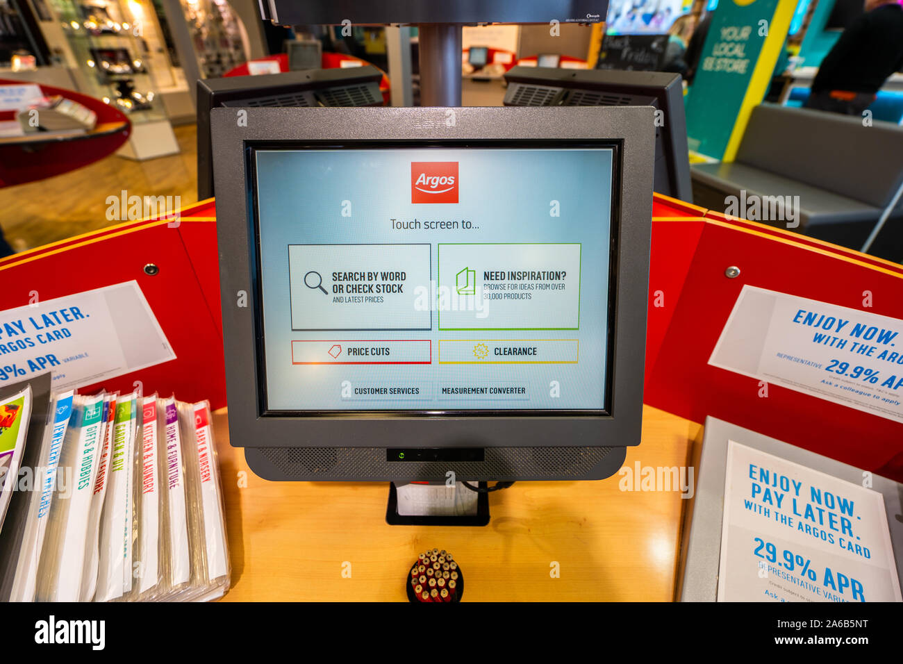 The Argos computer terminal in the local store, shop, for browsing and