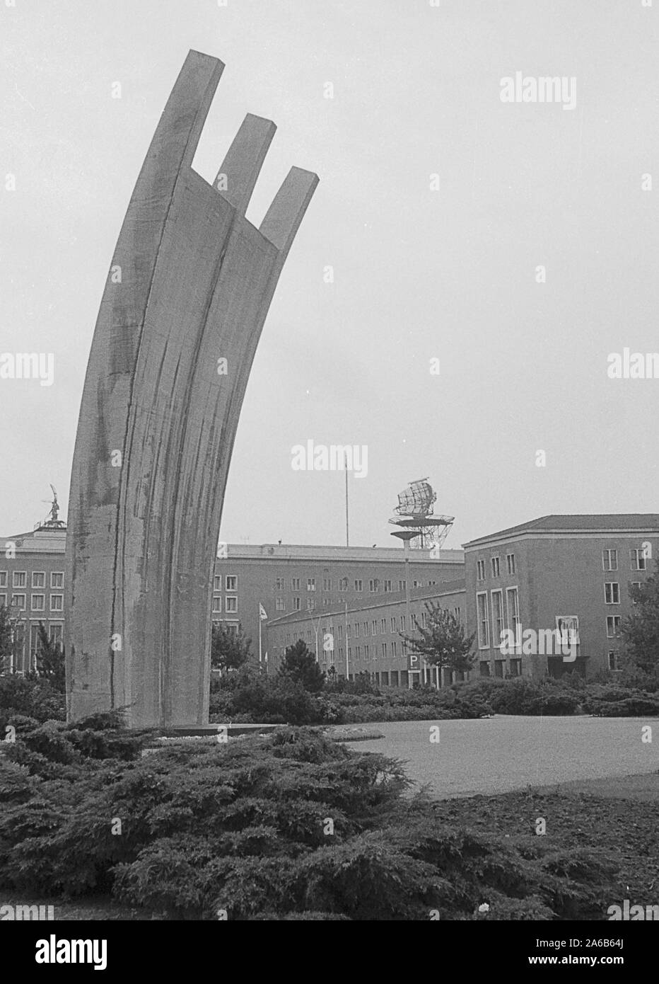 Monument commemorating the allied airlift to West-Berlin, Platz der Luftbruecke, Berlin, Germany Stock Photo
