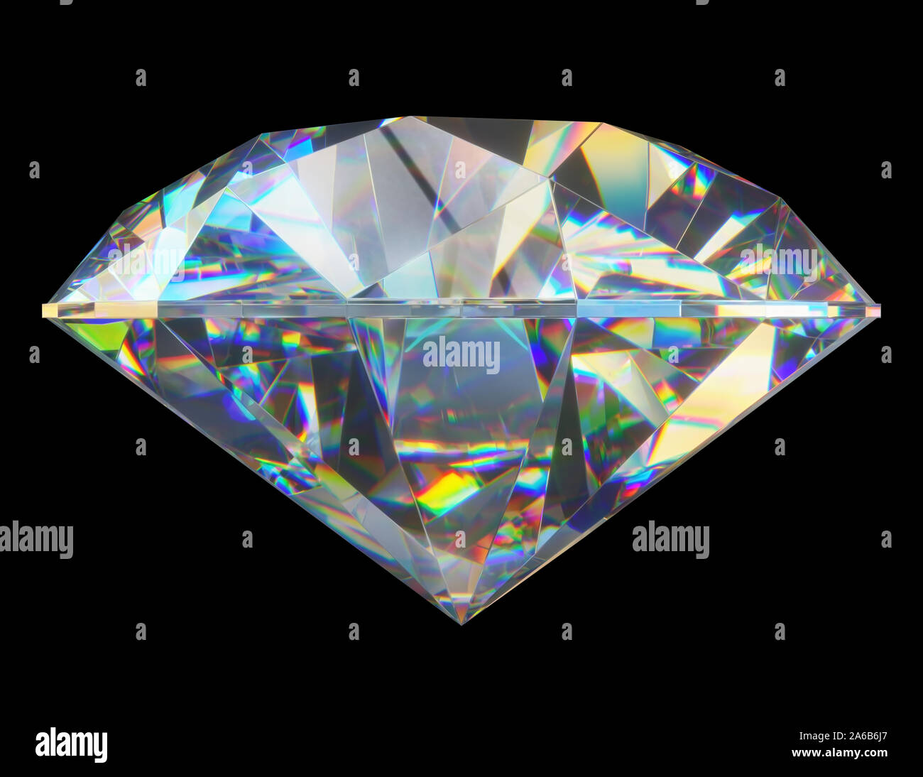 3D illustration with clipping path (mask) of a cut diamond on black ...