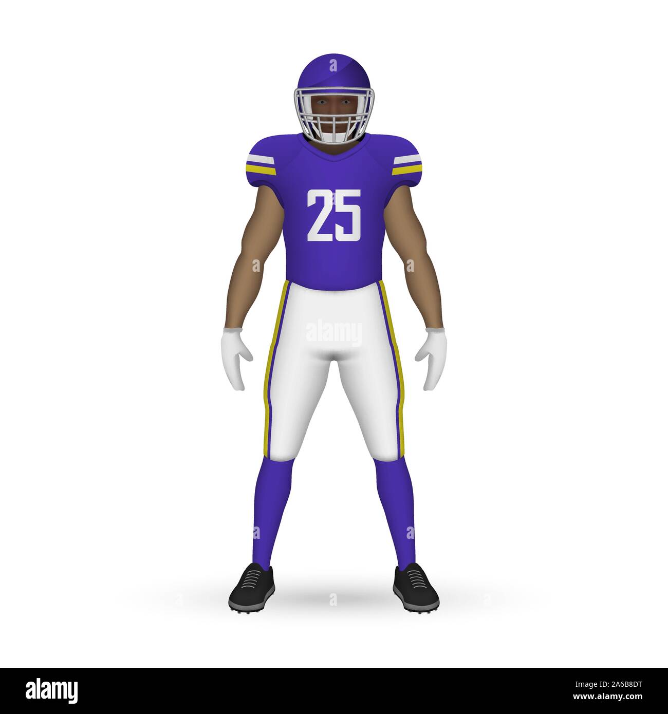 3D realistic American football player, Team Kit template design Minnesota Vikings Stock Vector