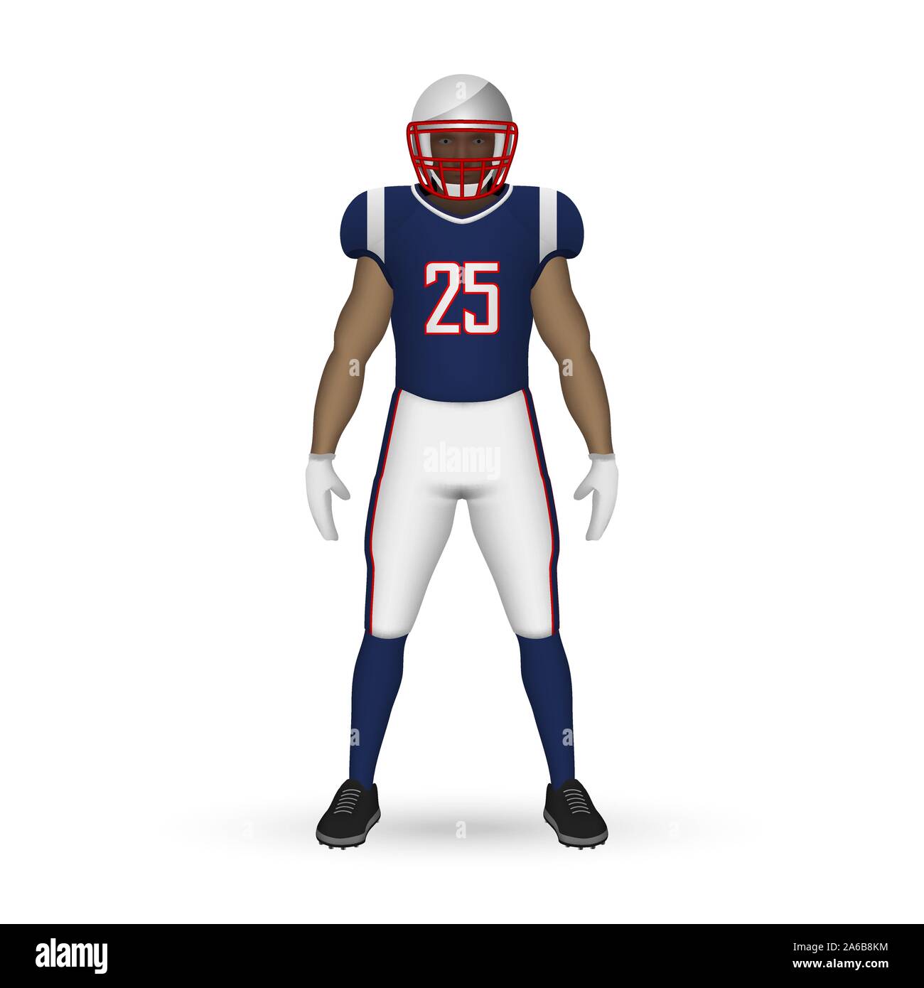 3D realistic American football player, Team Kit template design New England Patriots Stock Vector