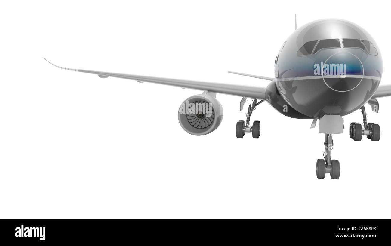 Aviation passenger plane isolated 3d render on white background no ...