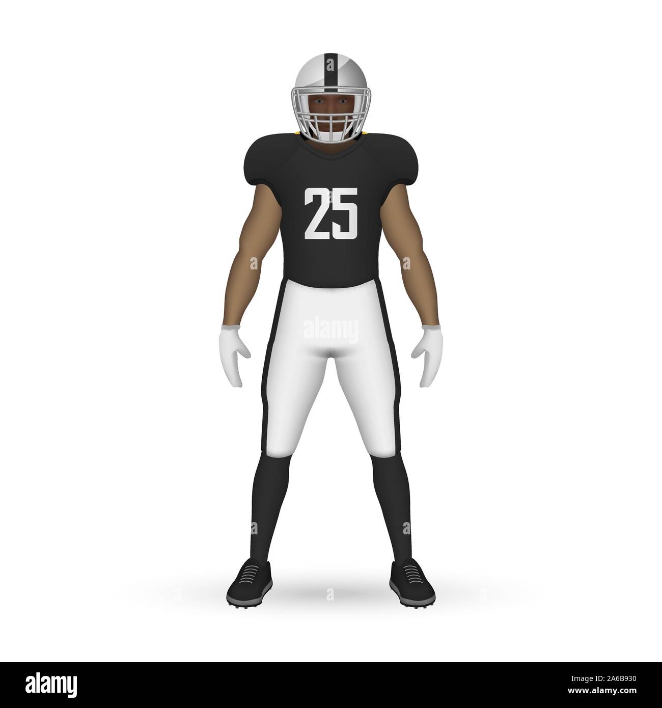 3D realistic American football player, Team Kit template design Oakland Raiders Stock Vector