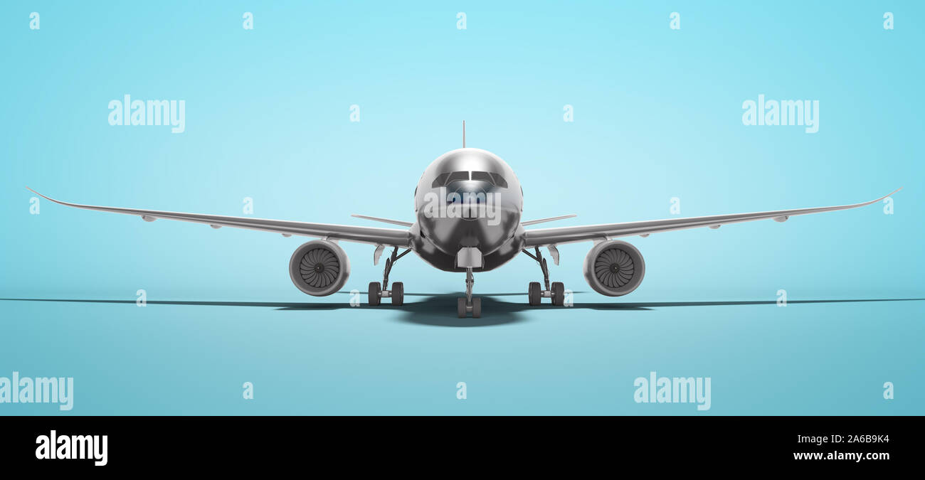 White aviation isolated 3d render plane on blue background with shadow ...