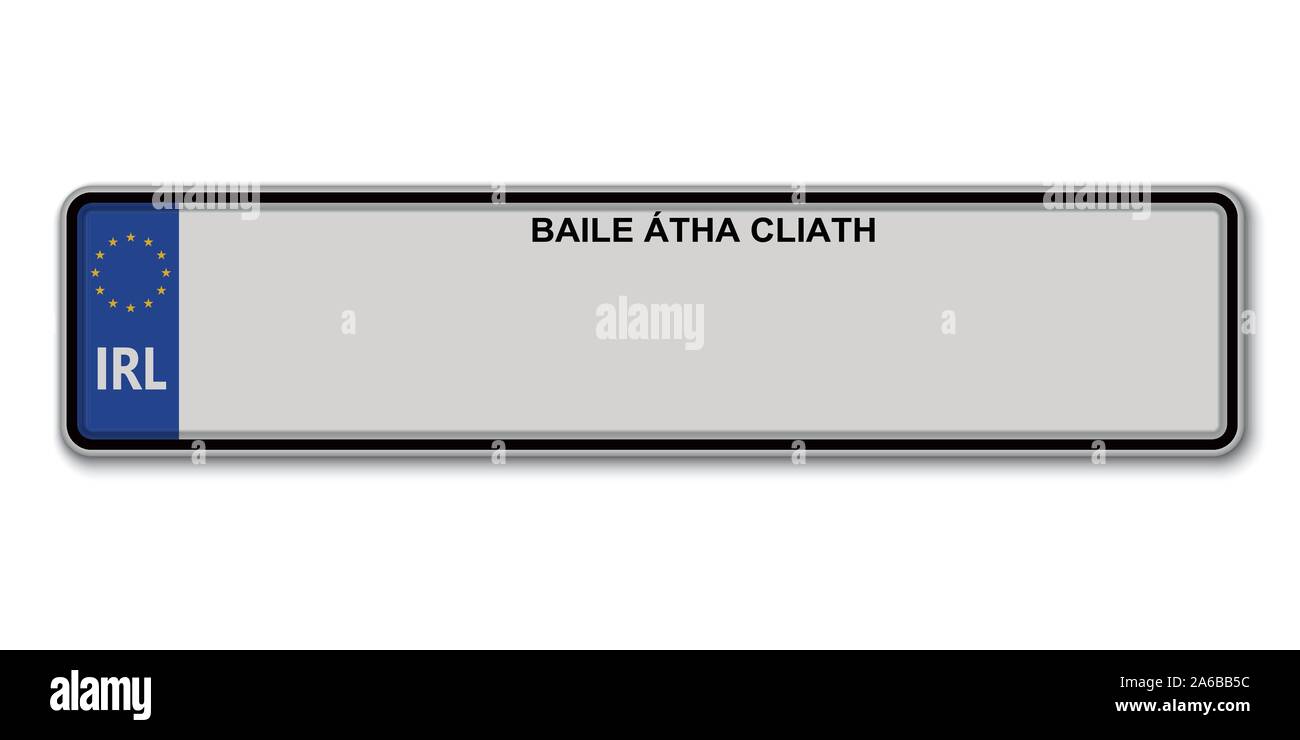 Car number plate. Vehicle registration license of Ireland Stock Vector