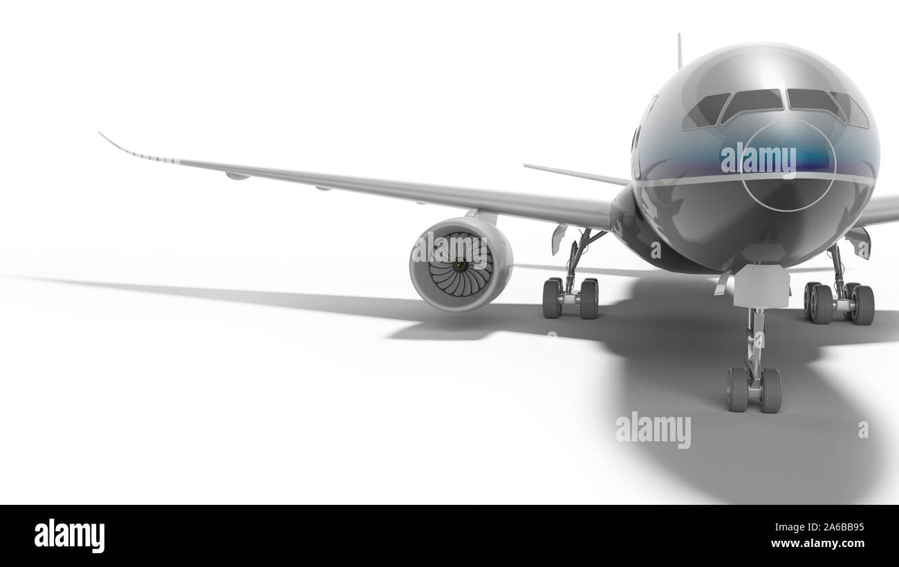Aviation passenger plane isolated 3d render on white background with ...