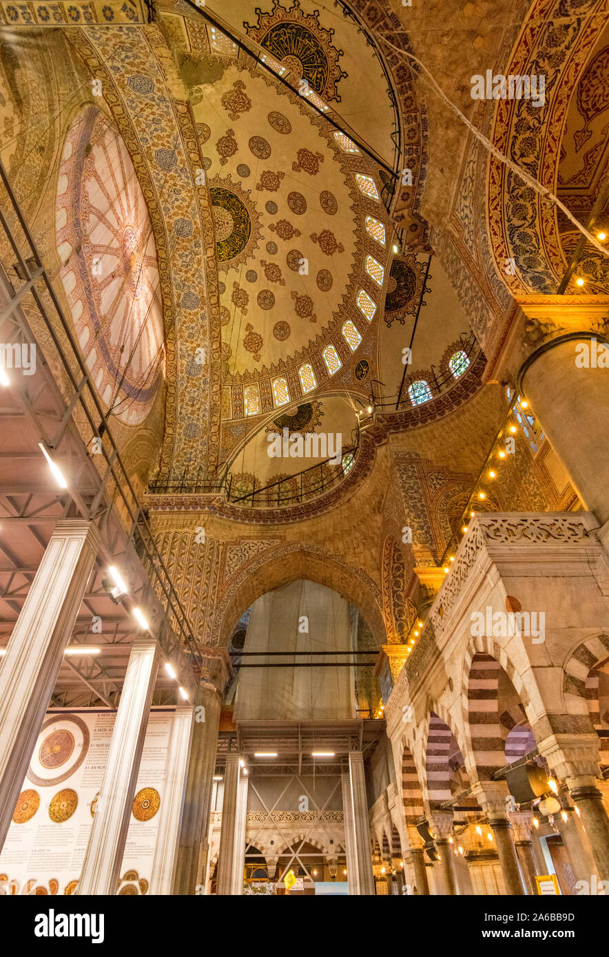 ISTANBUL TURKEY SULTAN AHMED OR BLUE MOSQUE INTERIOR MAIN HALL THE ...