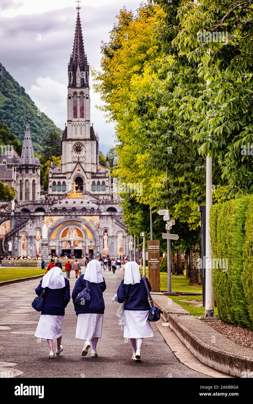 LOURDES JUNE 15, 2019 View of nuns on the bottom of NotreDame du