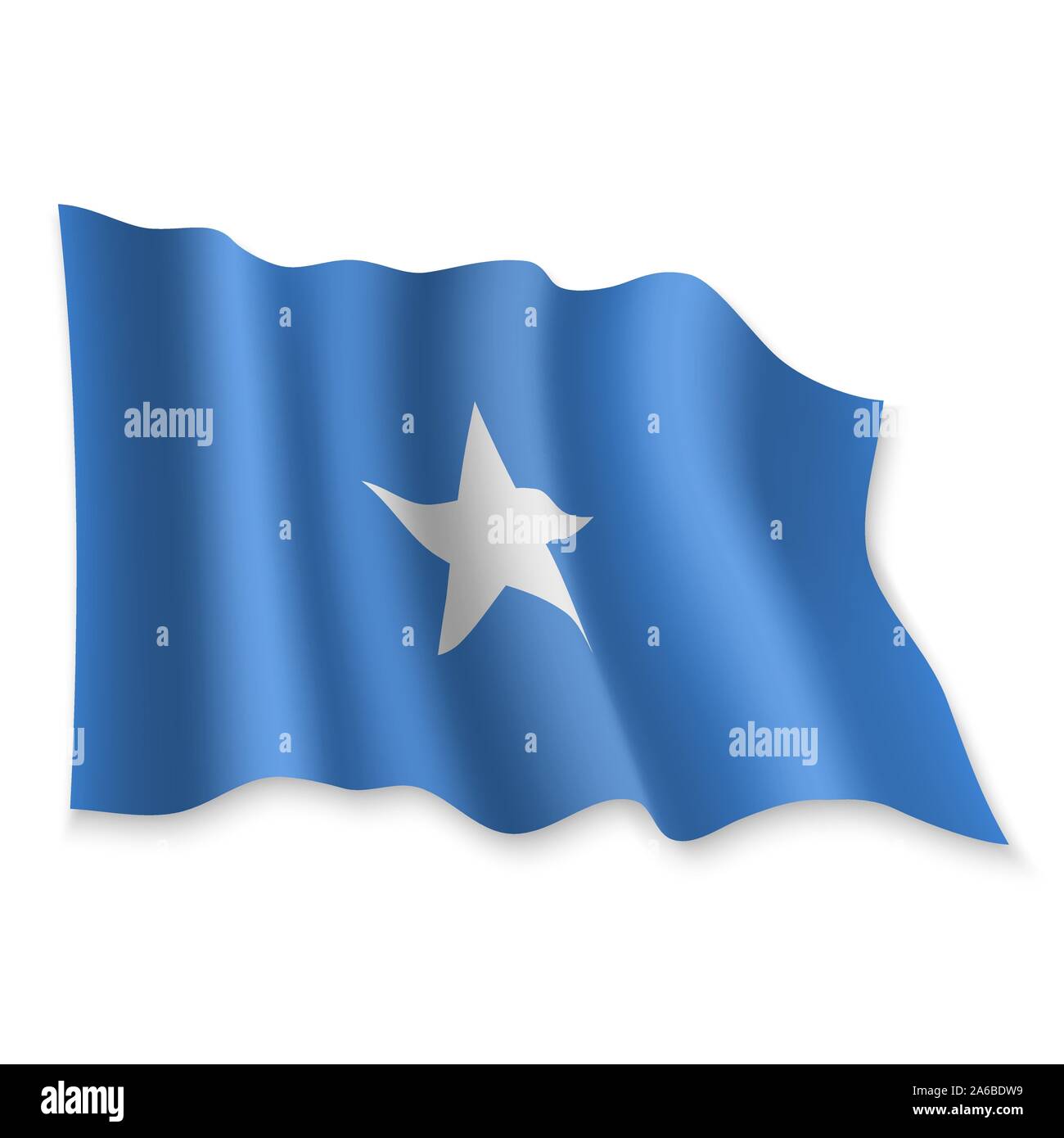 3D Realistic waving Flag of Somalia on white background Stock Vector