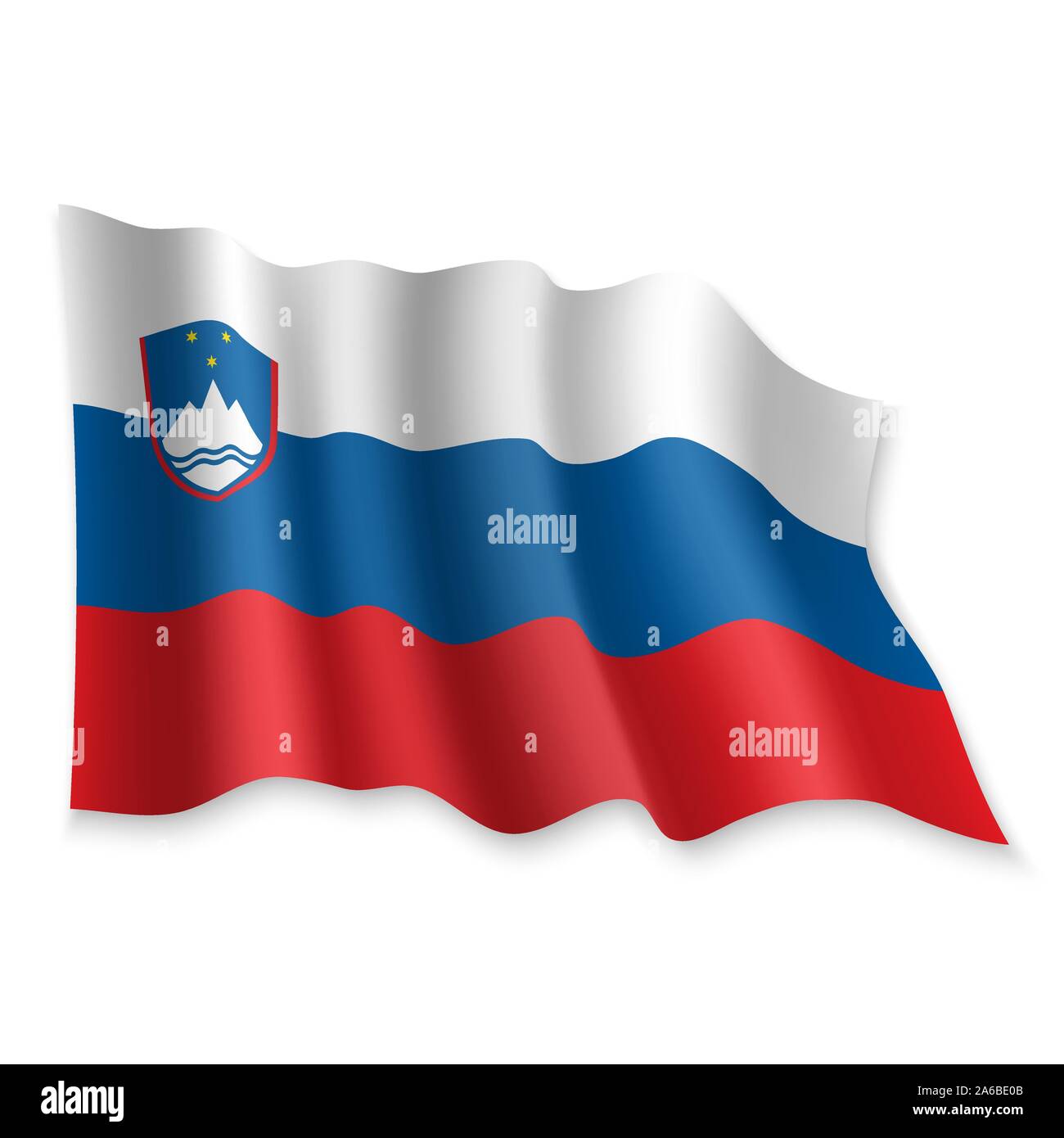 3D Realistic waving Flag of Slovenia on white background Stock Vector ...