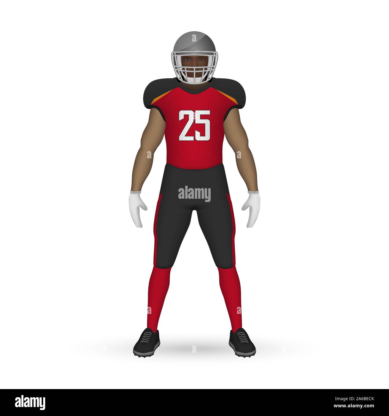3D realistic American football player, Team Kit template design Tampa Bay Buccaneers Stock Vector