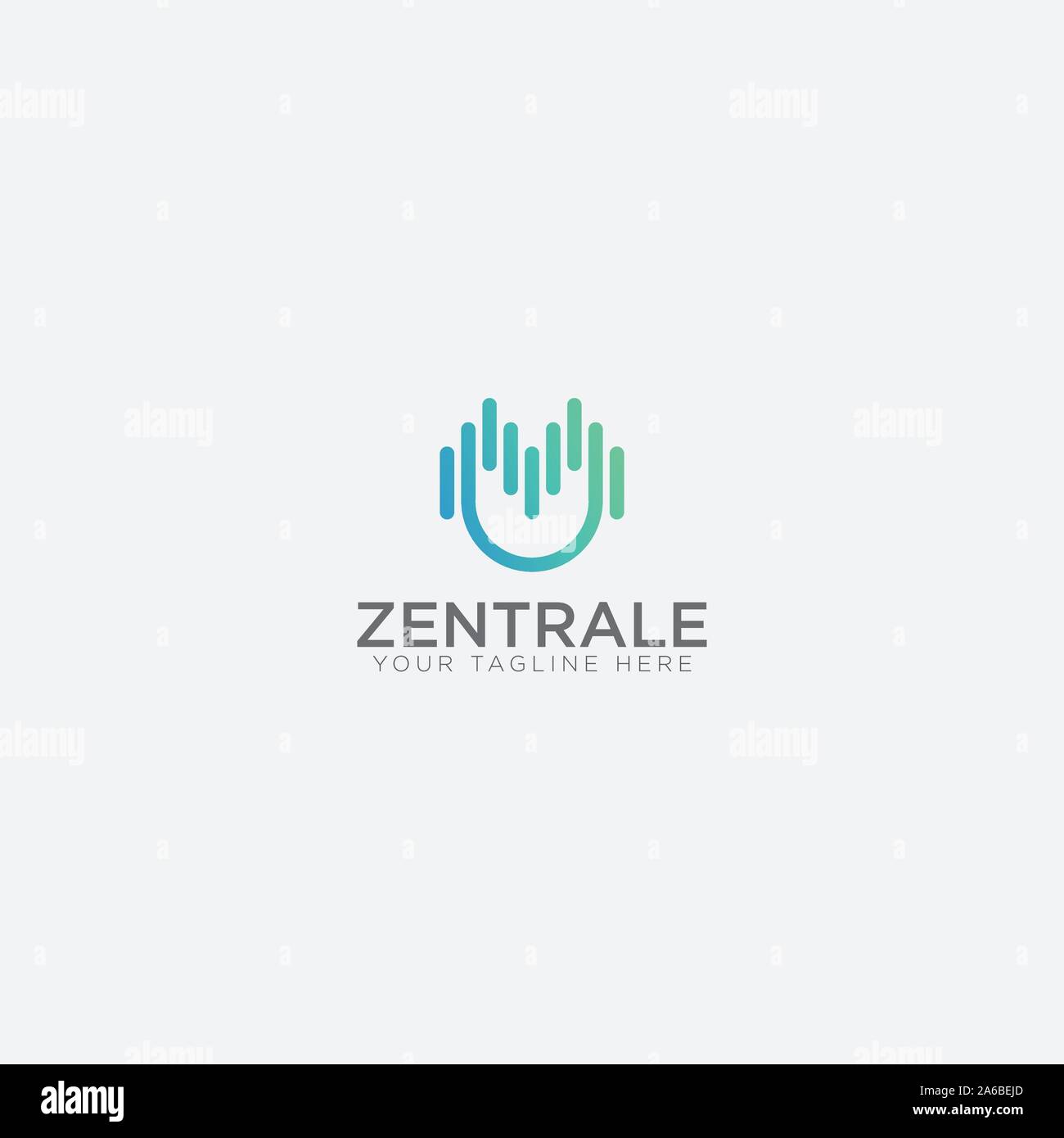 zentrale logo with initial blue wave Stock Vector