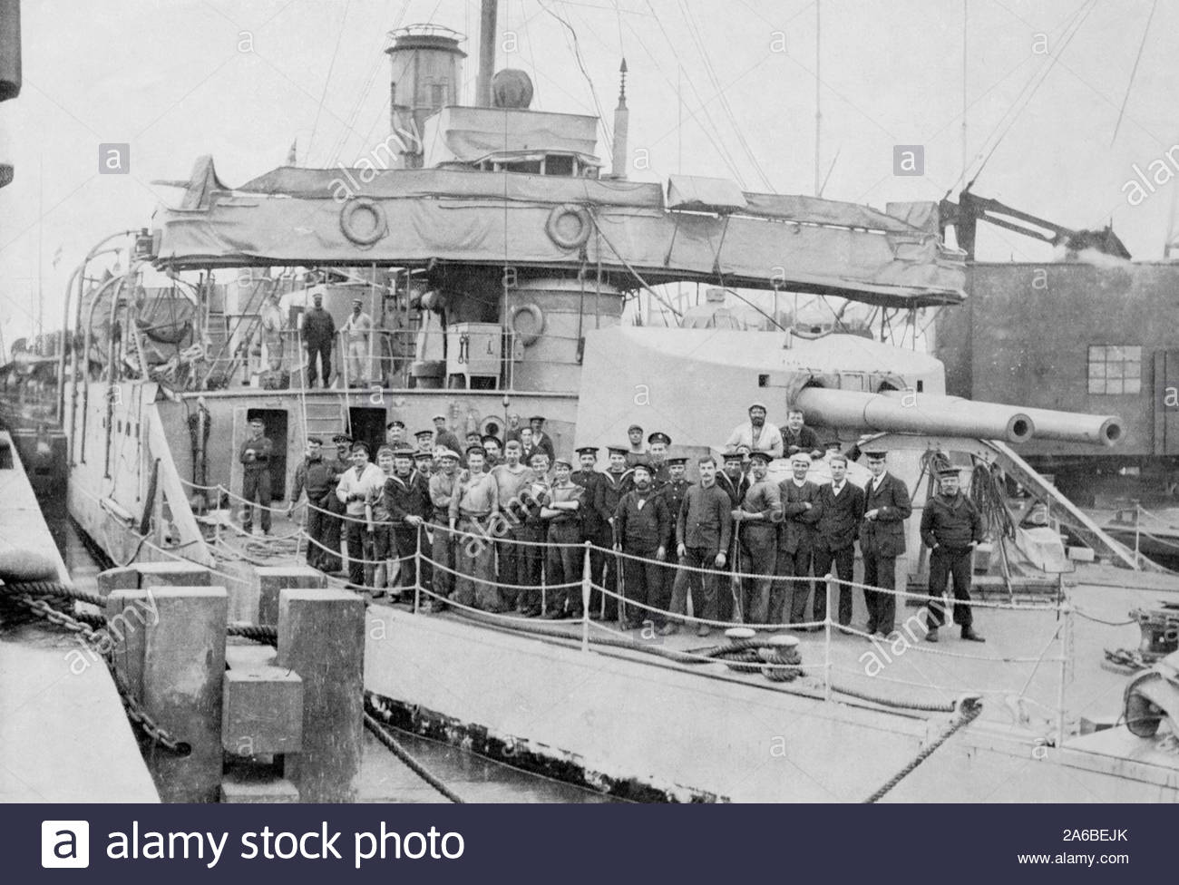 WW1 British Monitor ship, vintage photograph from 1914 Stock Photo