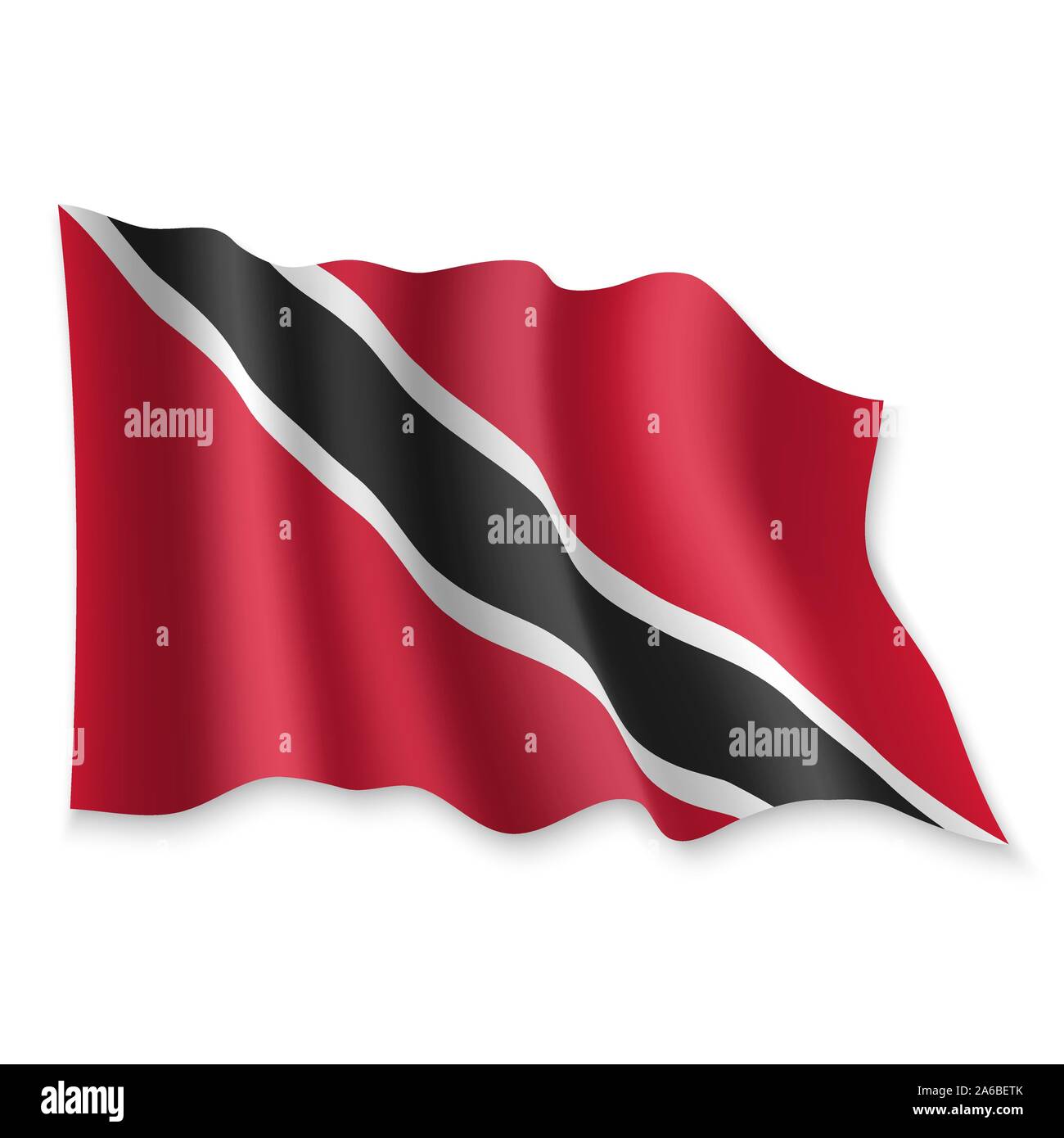 3D Realistic waving Flag of Trinidad and Tobago on white background