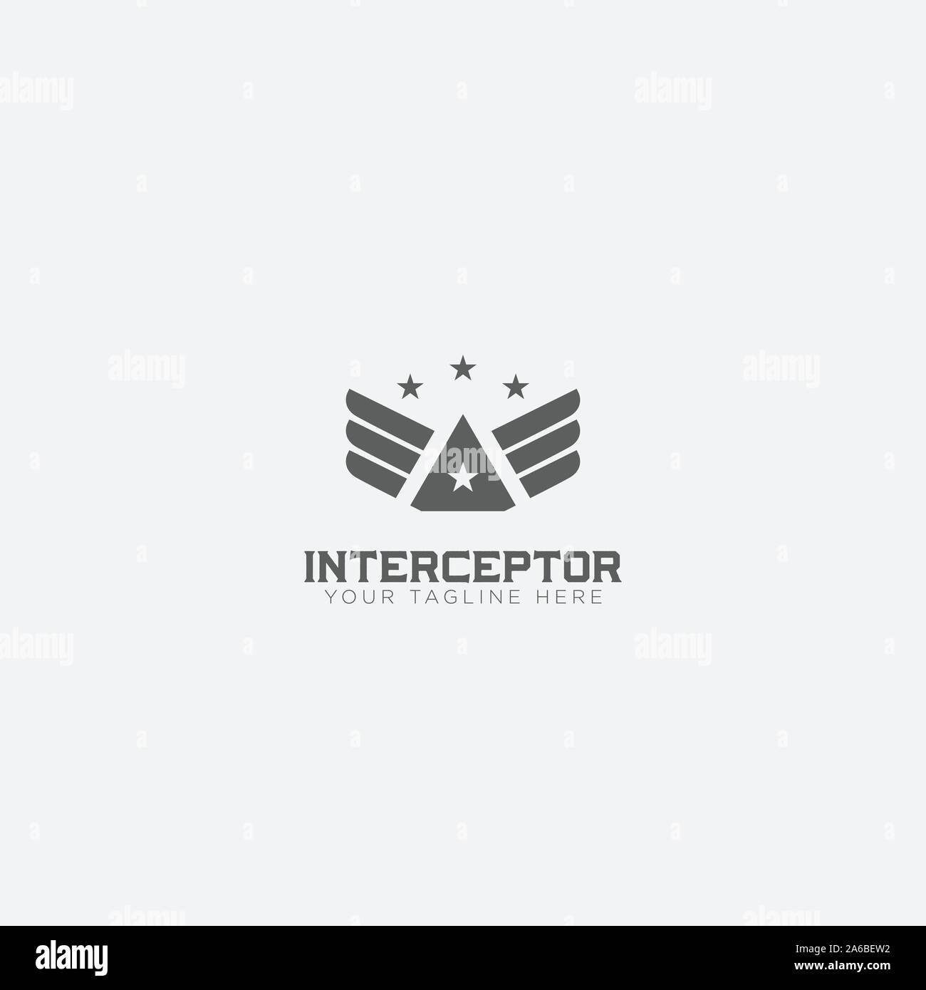 Wings Interceptor logo designs with 4 stars Stock Vector