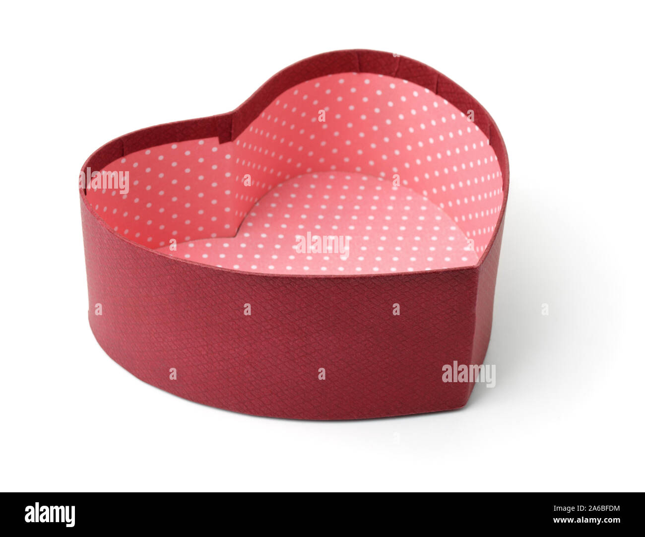 Open empty red heart shaped gift box isolated on white Stock Photo