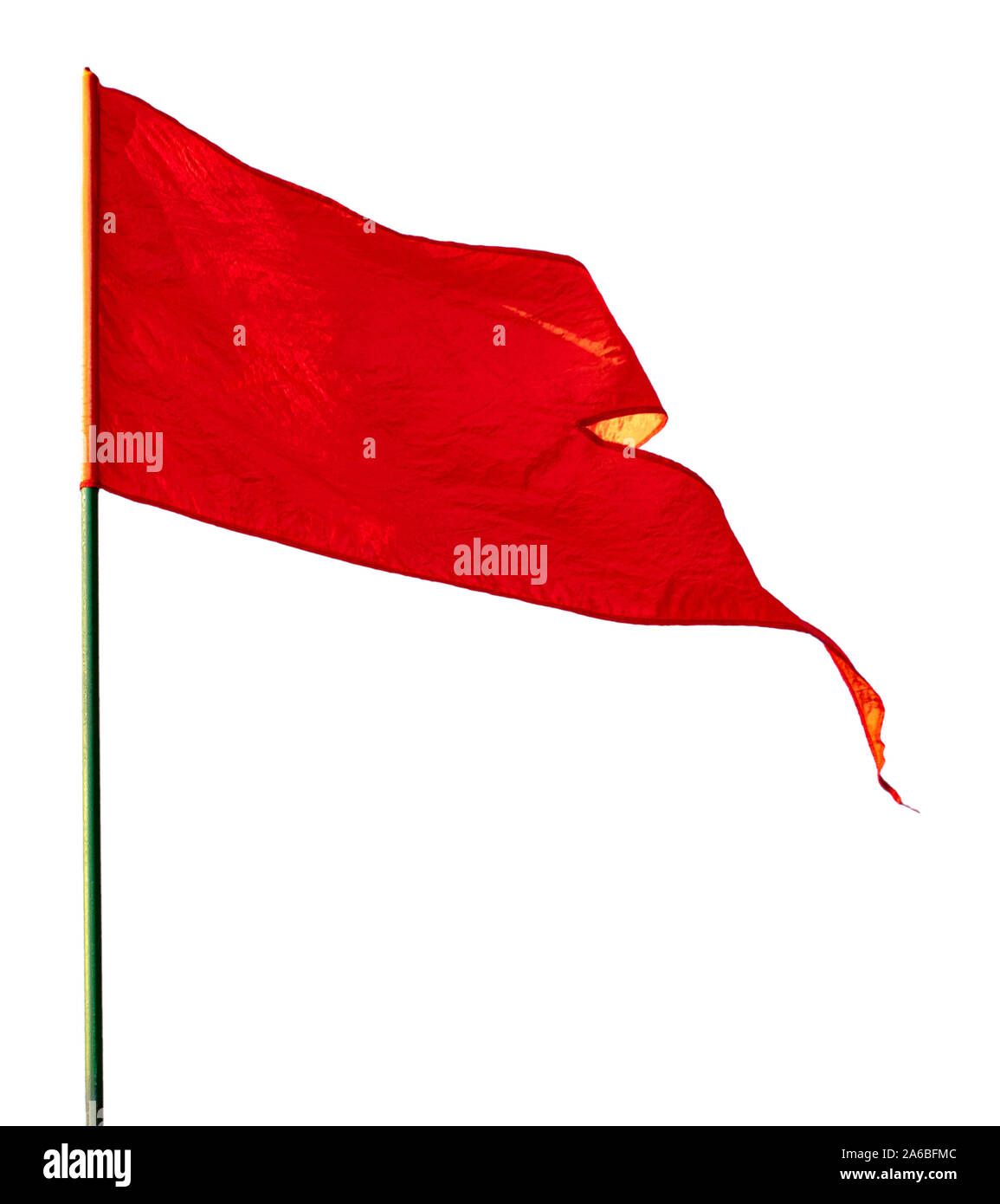 Red flag waving isolated on white background Stock Photo Alamy