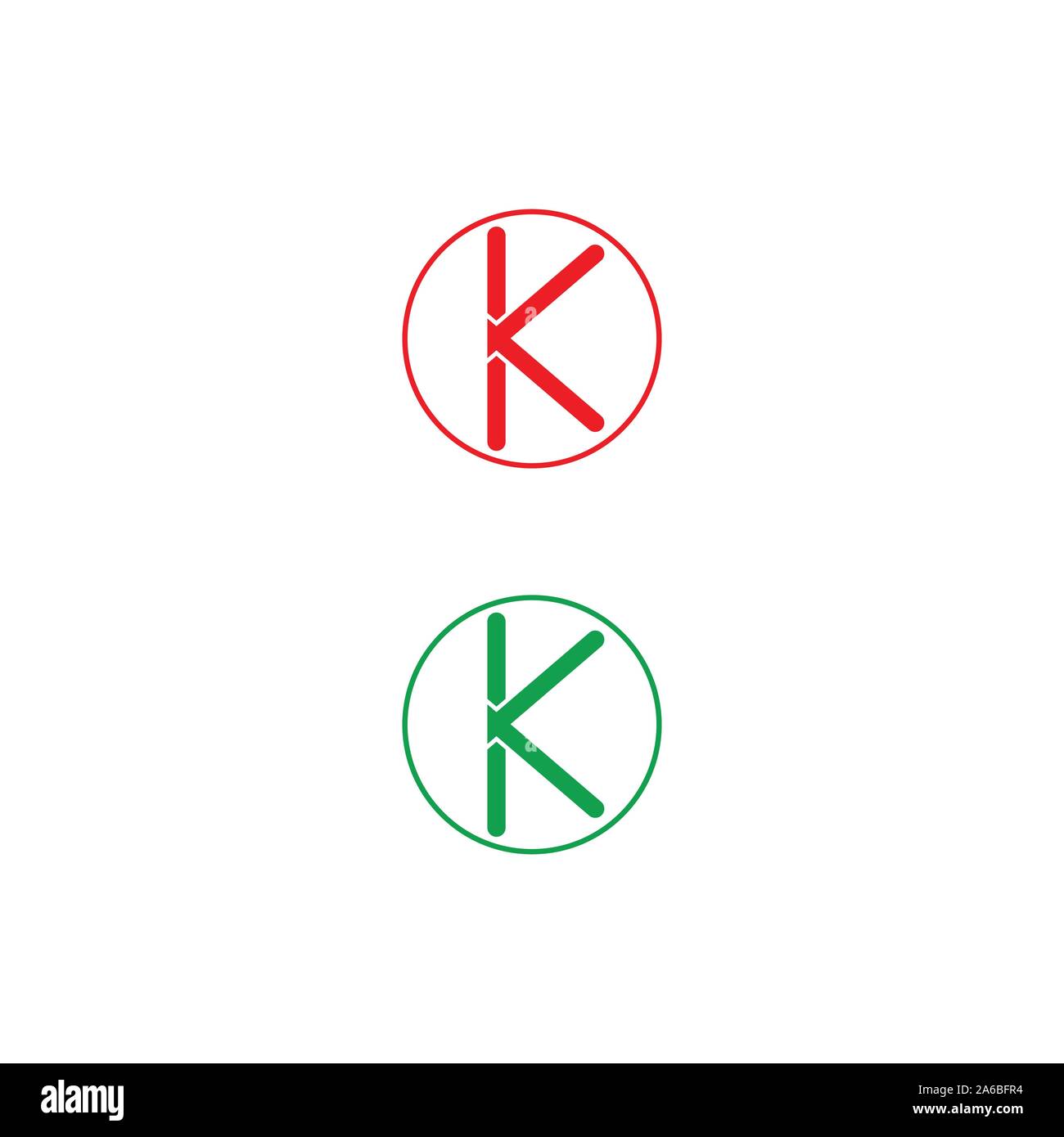 Letter K logo icon design template elements. Green and red - Vector Stock Vector