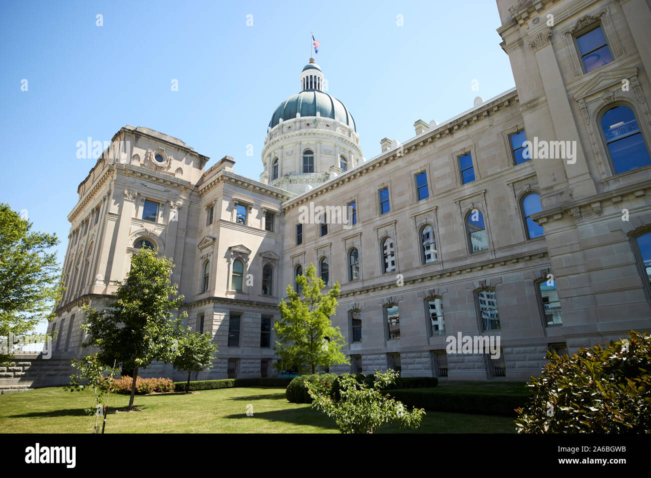 south western rear back side of the indiana statehouse state capitol building indianapolis indiana USA Stock Photo