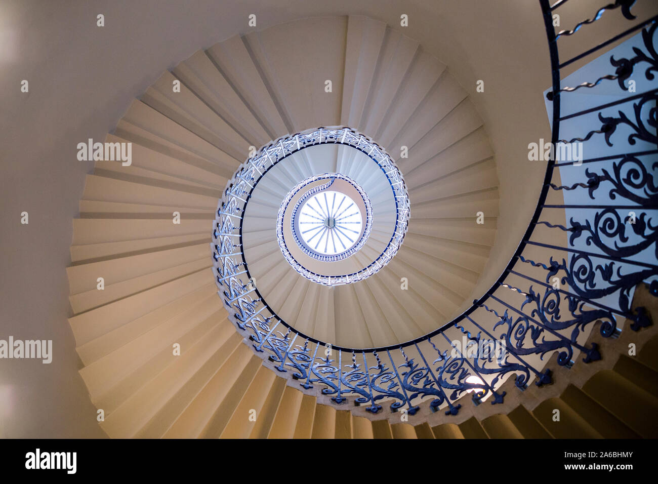 The Tulip Stairs spiral self supporting staircase in the Queen's House – England's first truly classical building –  in Greenwich. London. UK. (105) Stock Photo