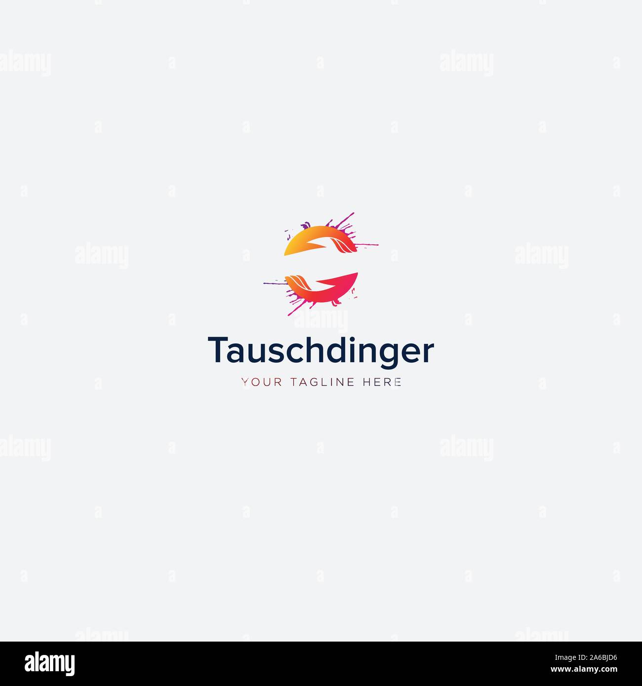 two hands tauschdinger logo design modern teamwork Stock Vector