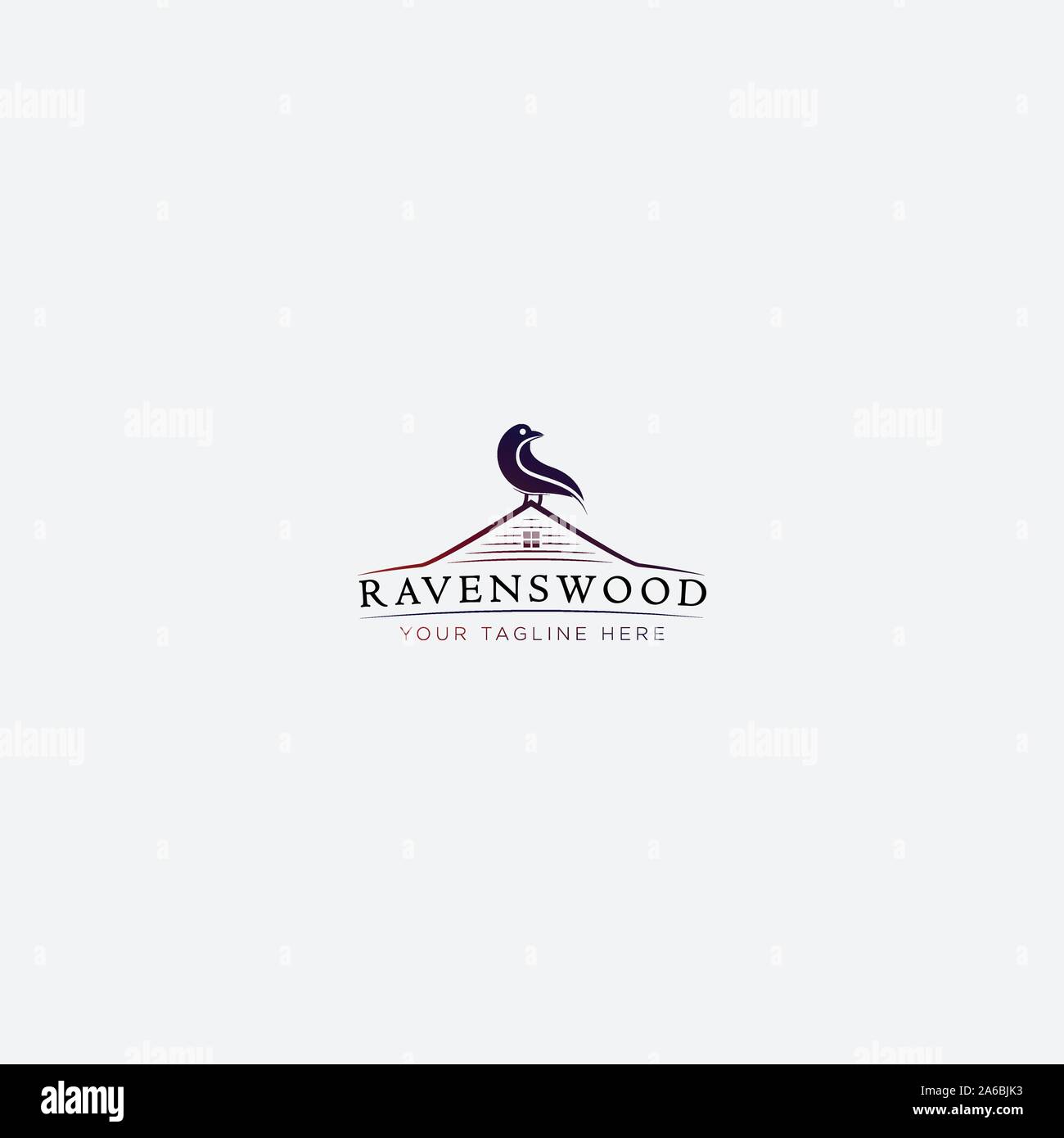 Raven wood and letter R logo design modern Stock Vector