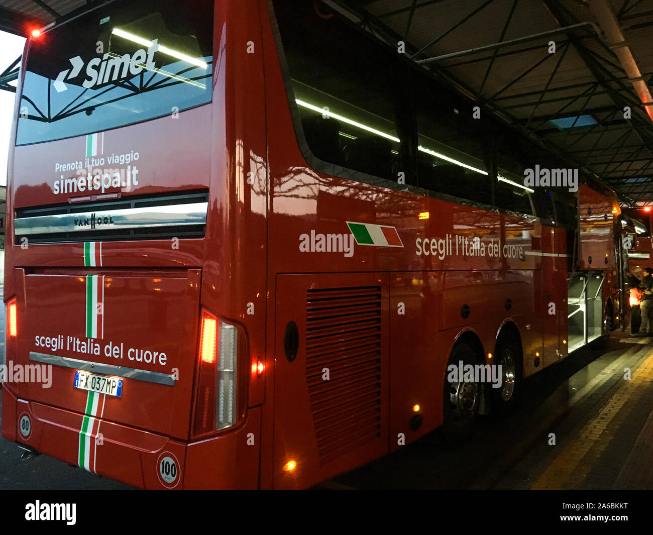 Italian bus at bus terminal, Milan, Italy Stock Photo Alamy