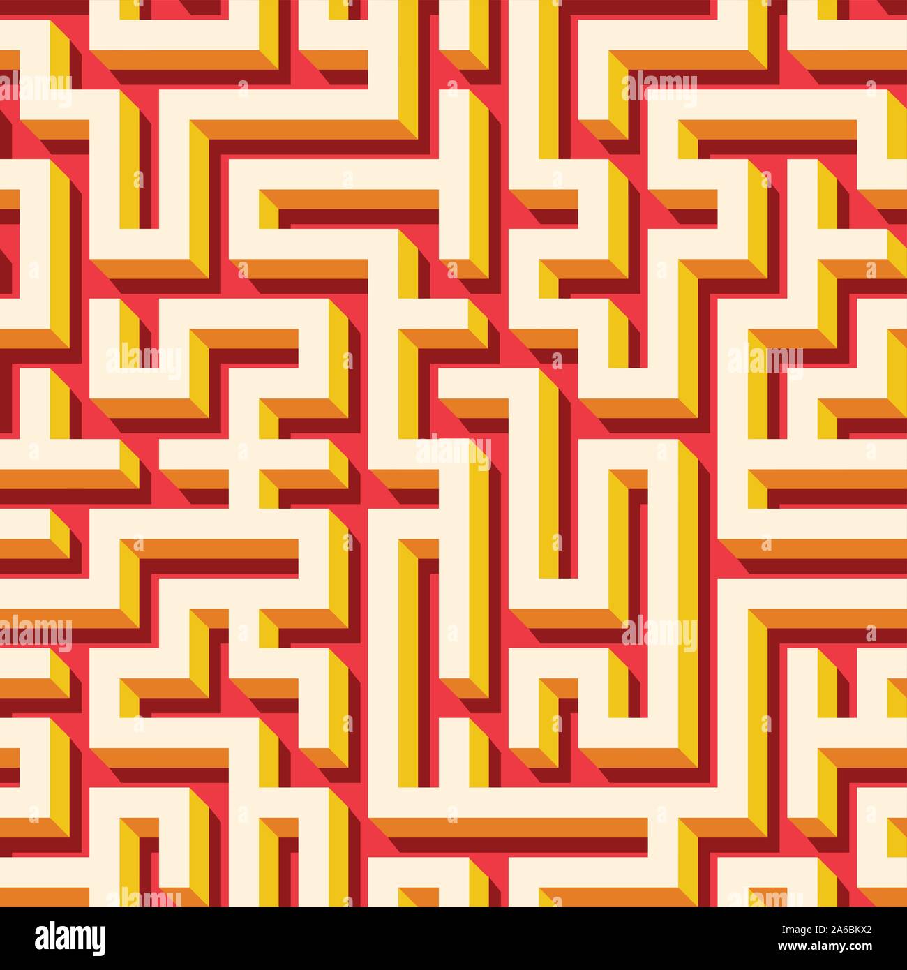 Maze seamless pattern with endless tiled labyrinth for fabric or wallpaper Stock Vector