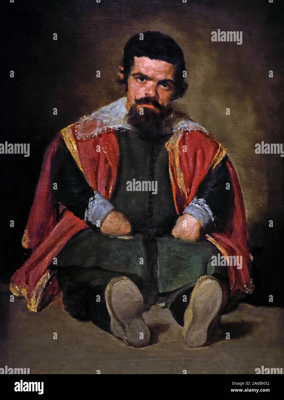 The Buffoon El Primo 1644 by Diego Velázquez (1599–1660) 17th century Spain Spanish. (Sebastián de Morra, the subject has recently been identified as the court buffoon El Primo who accompanied Philip IV to Aragon in 1644 where Velázquez painted him) Stock Photo