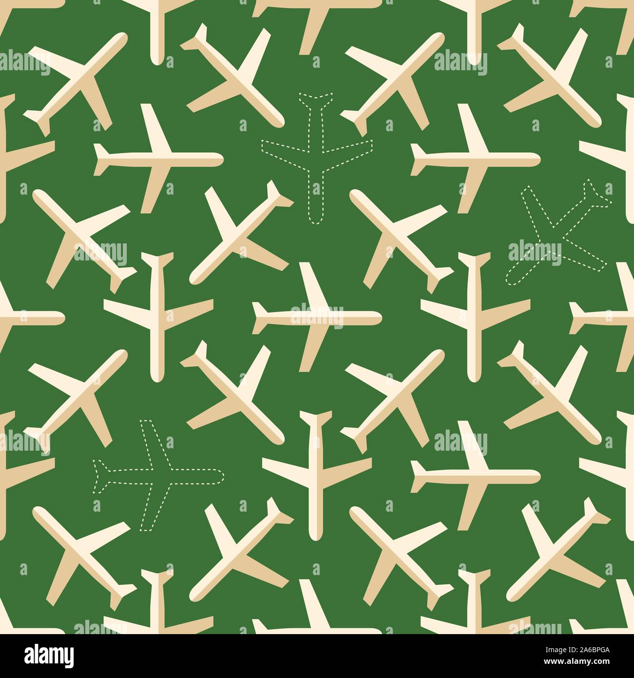 Flat styled seamless pattern with missing planes on the ground Stock Vector
