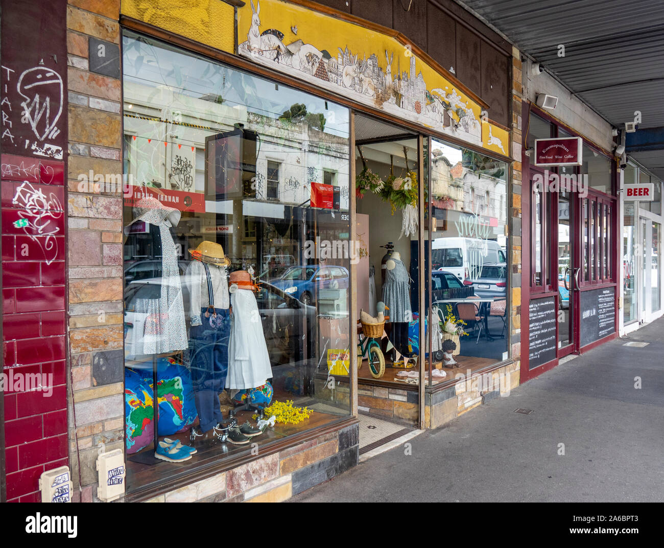 Pretty Wild Kids children's clothing store on Smith St Collingwood Melbourne Victoria Australia. Stock Photo
