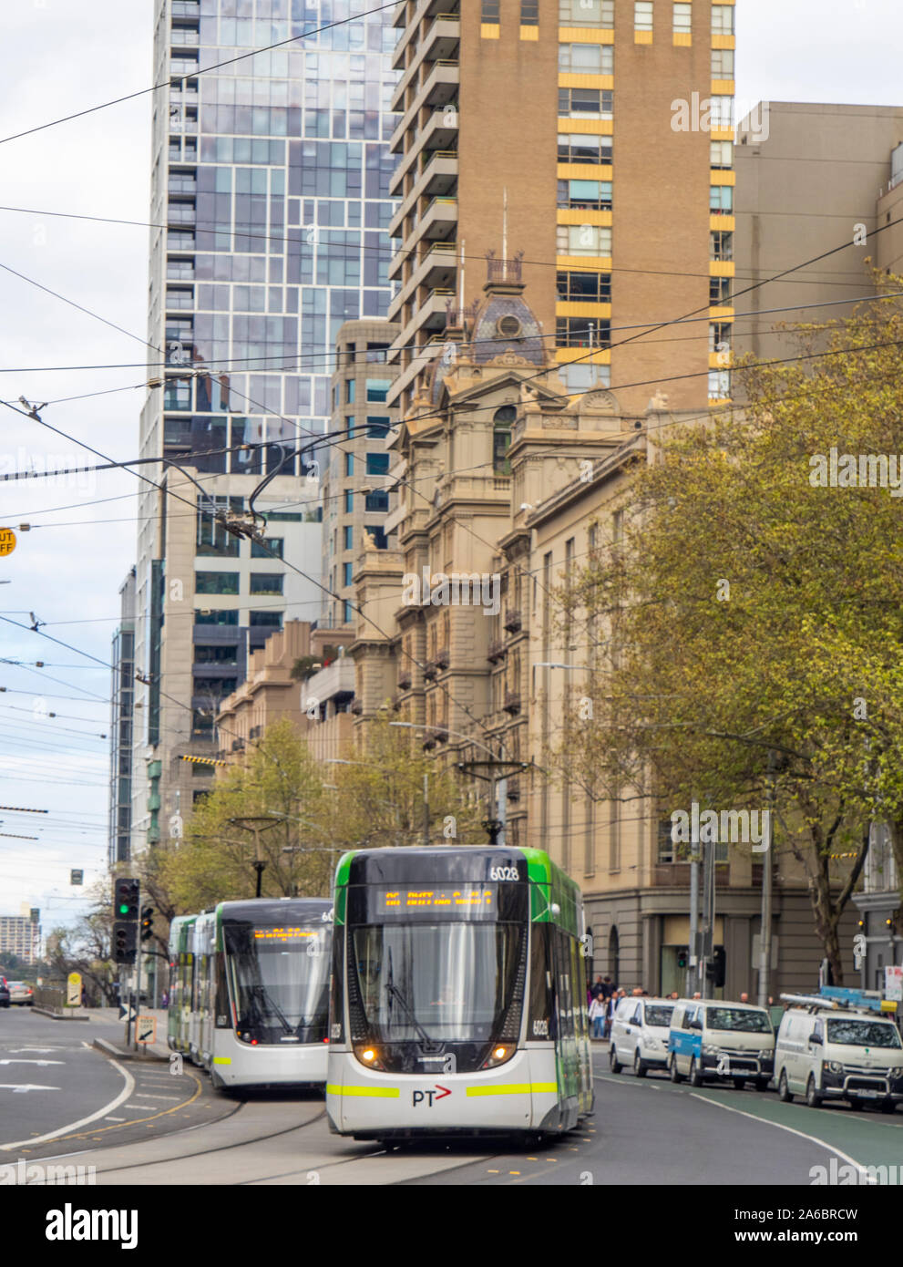 Public transport Yarra Trams tram in Spring Street Melbourne Victoria Australia. Stock Photo
