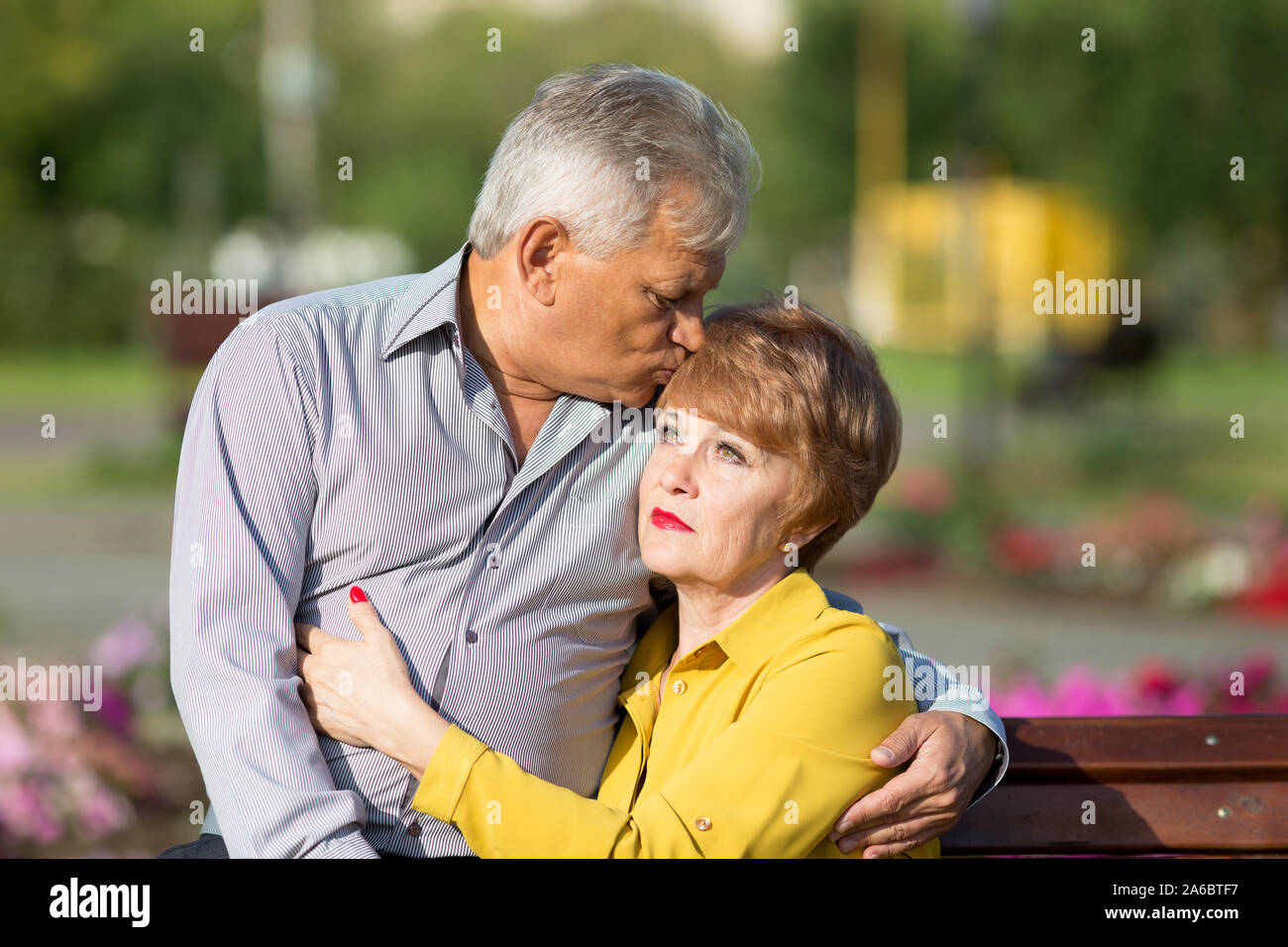 Man and woman aged on first date, Stock Photo