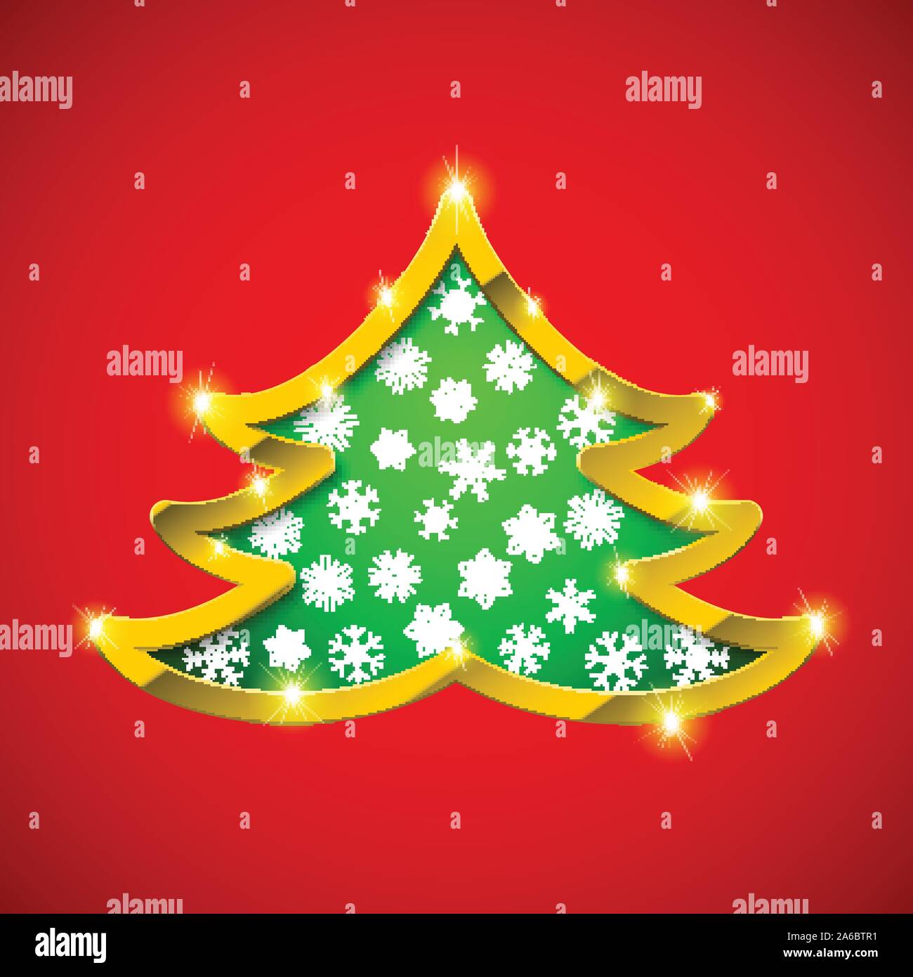 Christmas tree card with golden border Stock Vector Image & Art - Alamy