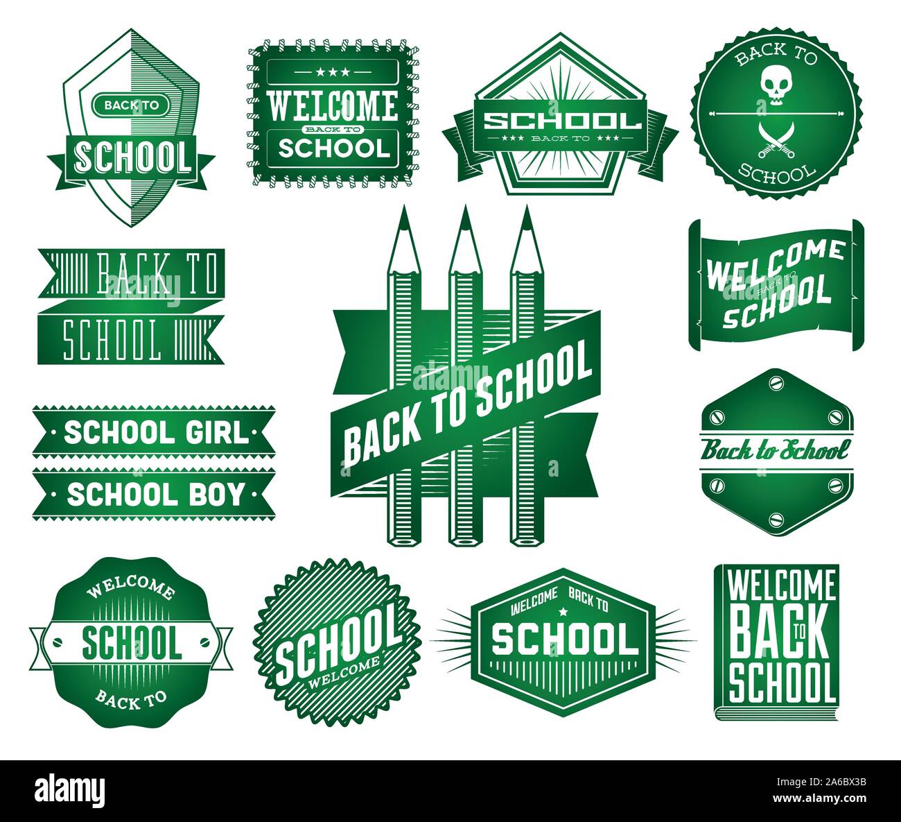 Set of School vintage labels Stock Vector