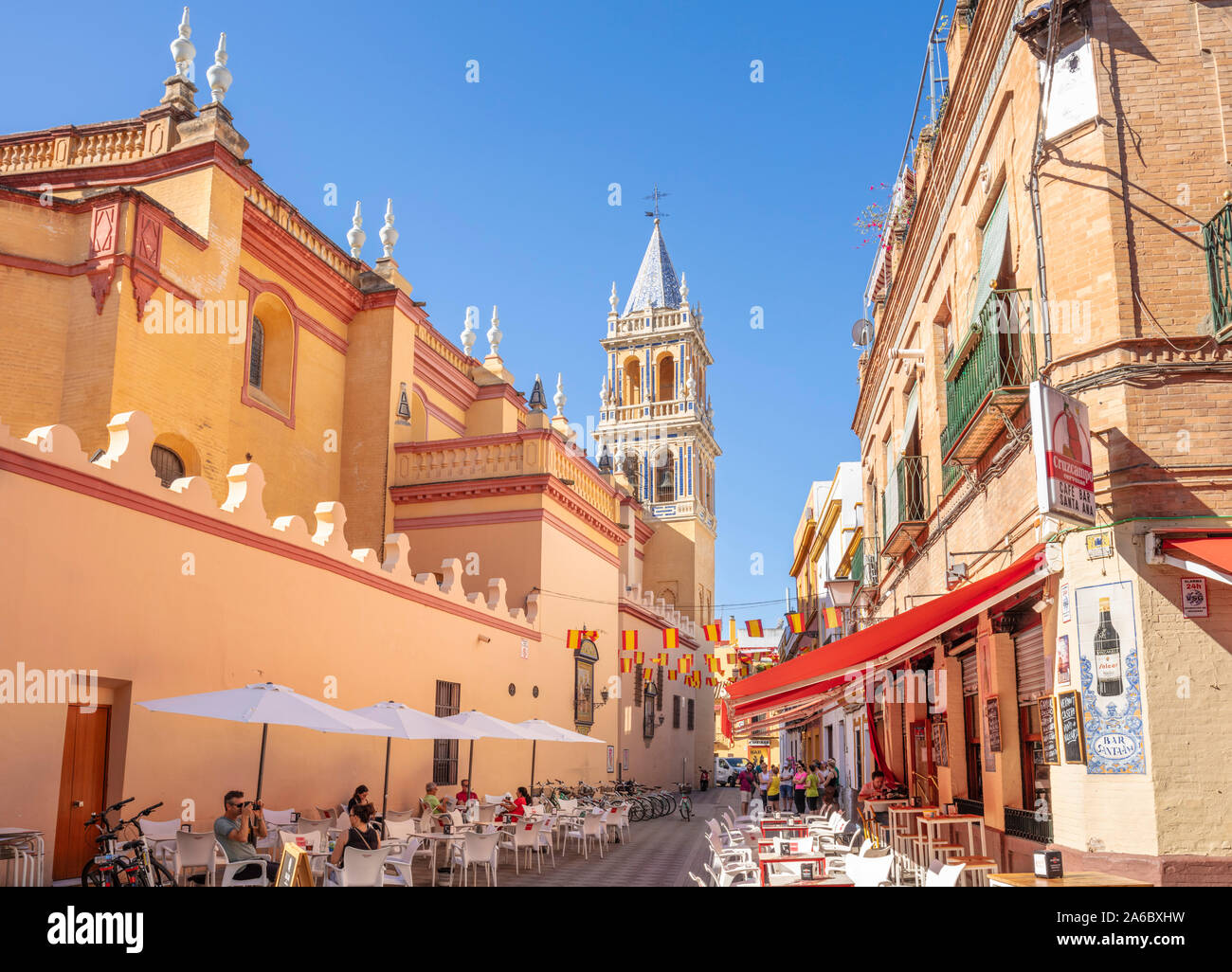 Seville church Real Parroquia de Señora Santa Ana catholic church in Triana Seville Sevilla Seville Spain seville Andalusia Spain EU Europe Stock Photo