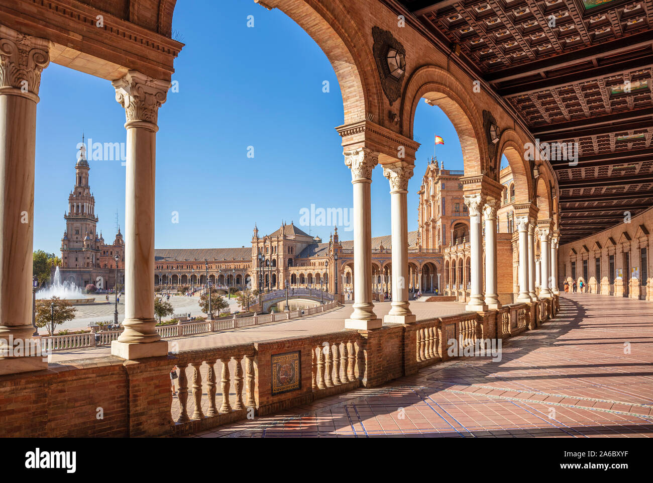 Seville Plaza De Espana Seville Under The Arches Of The Semicircular Seville Plaza De Espana Seville Under The Arches Of The Semicircular