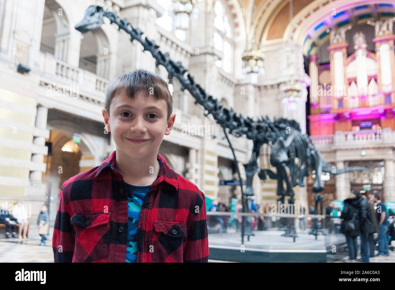 a boy visiting kelvingrove art gallery and museum. Stock Photo