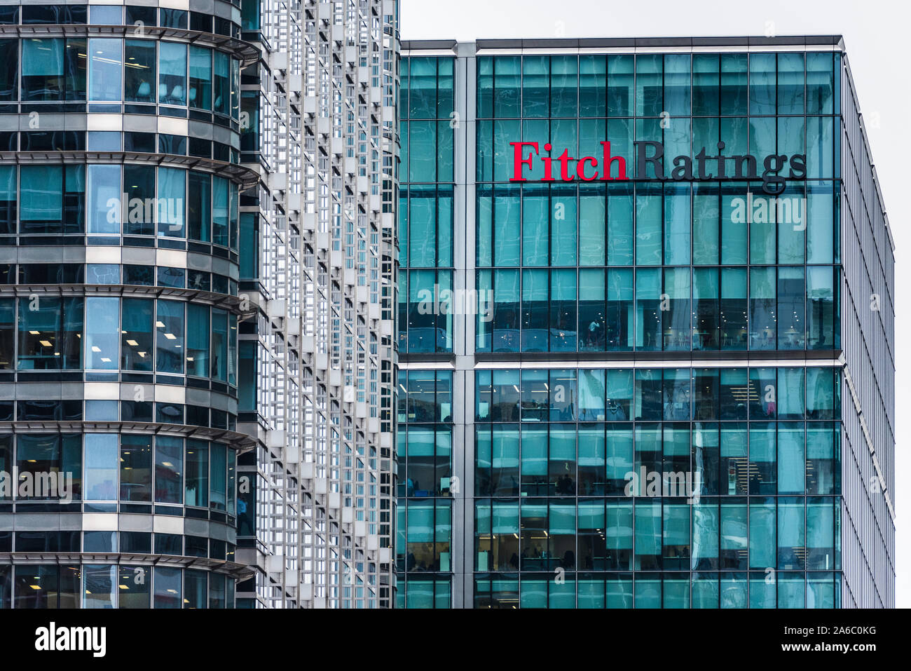 Fitch Ratings HQ - Fitch Ratings Global HQ London - the Fitch Ratings tower in Canary Wharf London Stock Photo