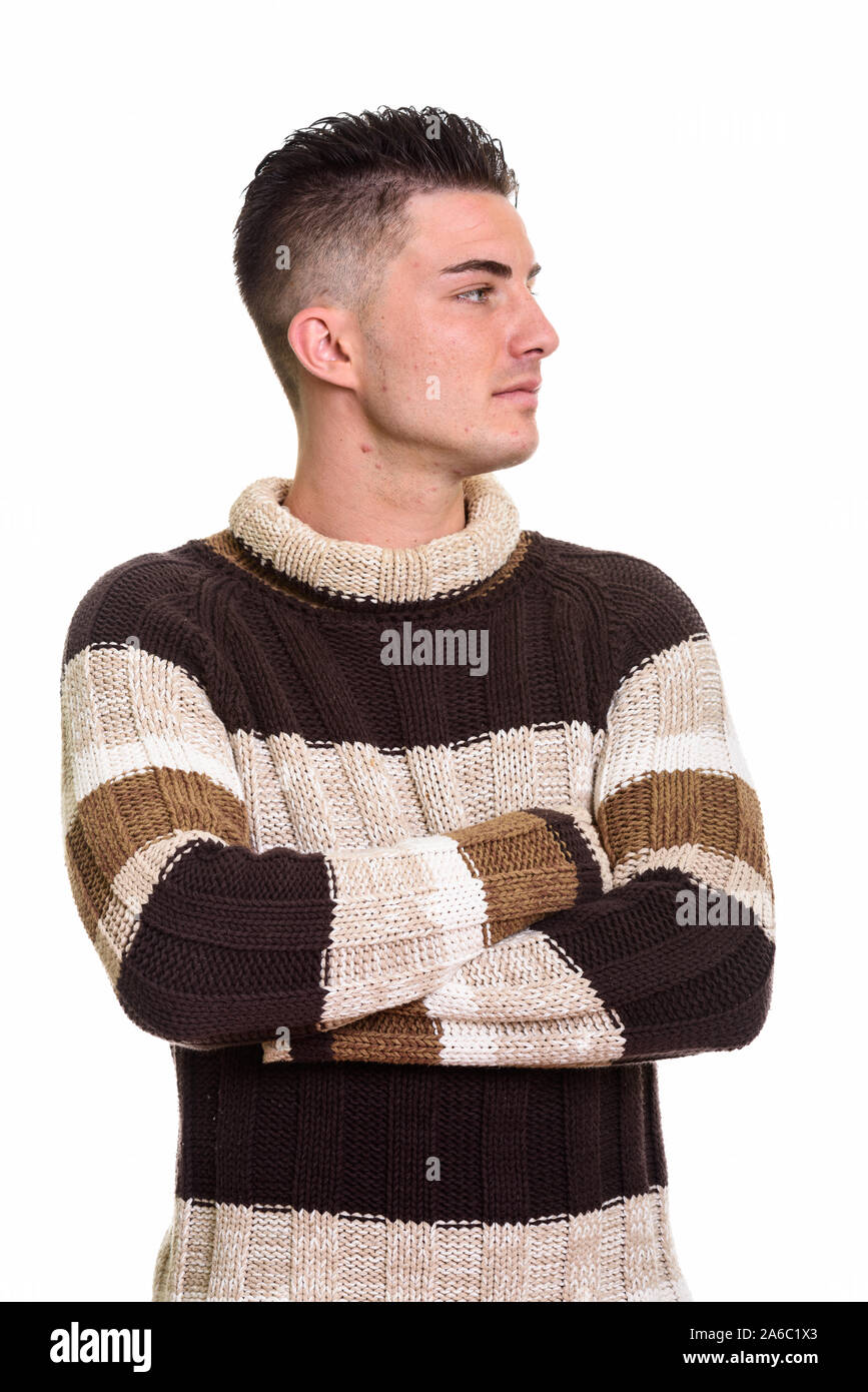 Young man side view crossed arms hi-res stock photography and images ...