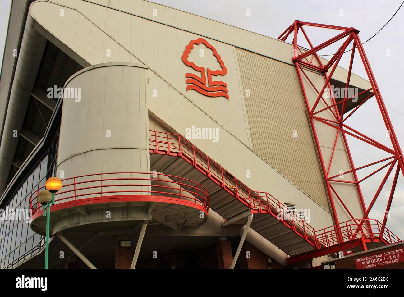 View of one side of the Trent End stand of the City Ground, home stadium of Nottingham Forest F.C. Stock Photo